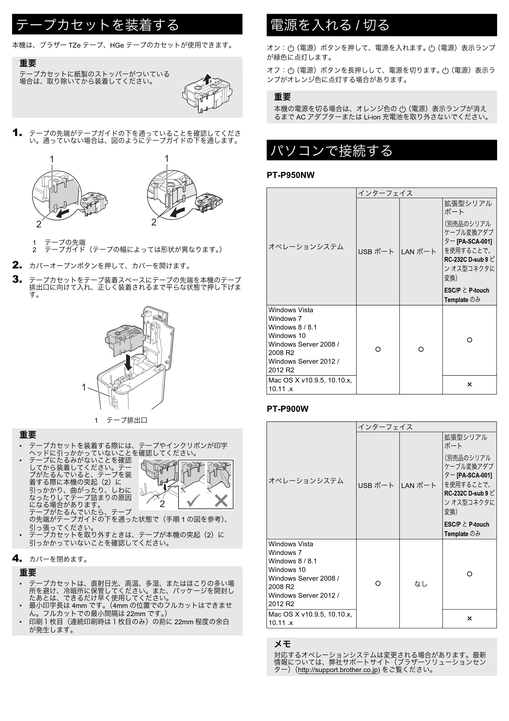 ブラザー PT-P900W / PT-P950NW かんたん設置ガイド — 原本ページ — 3ページ