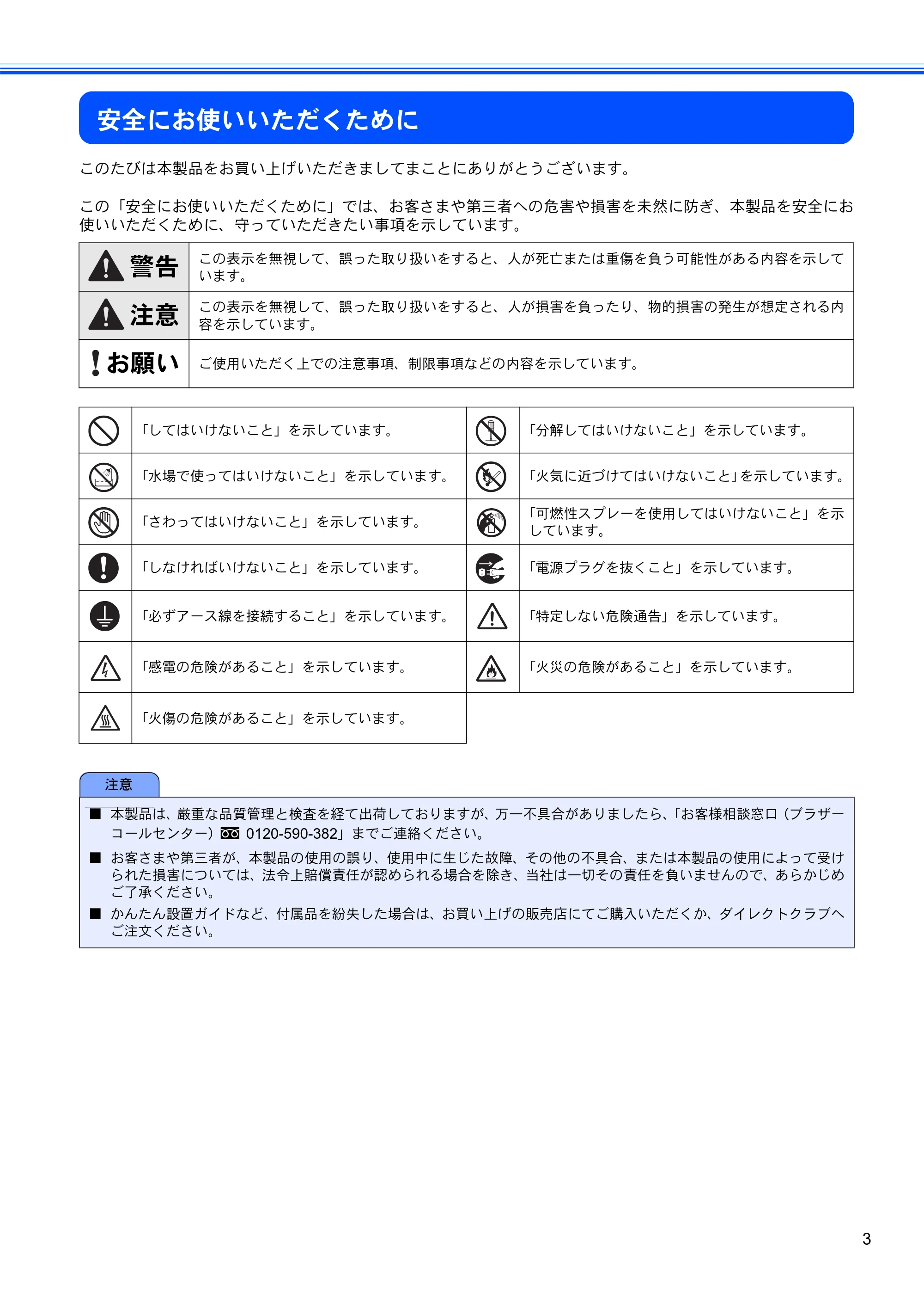 ブラザー HL-5280DW かんたん設置ガイド — 安全にお使いいただくために — 原本ページ — 4ページ