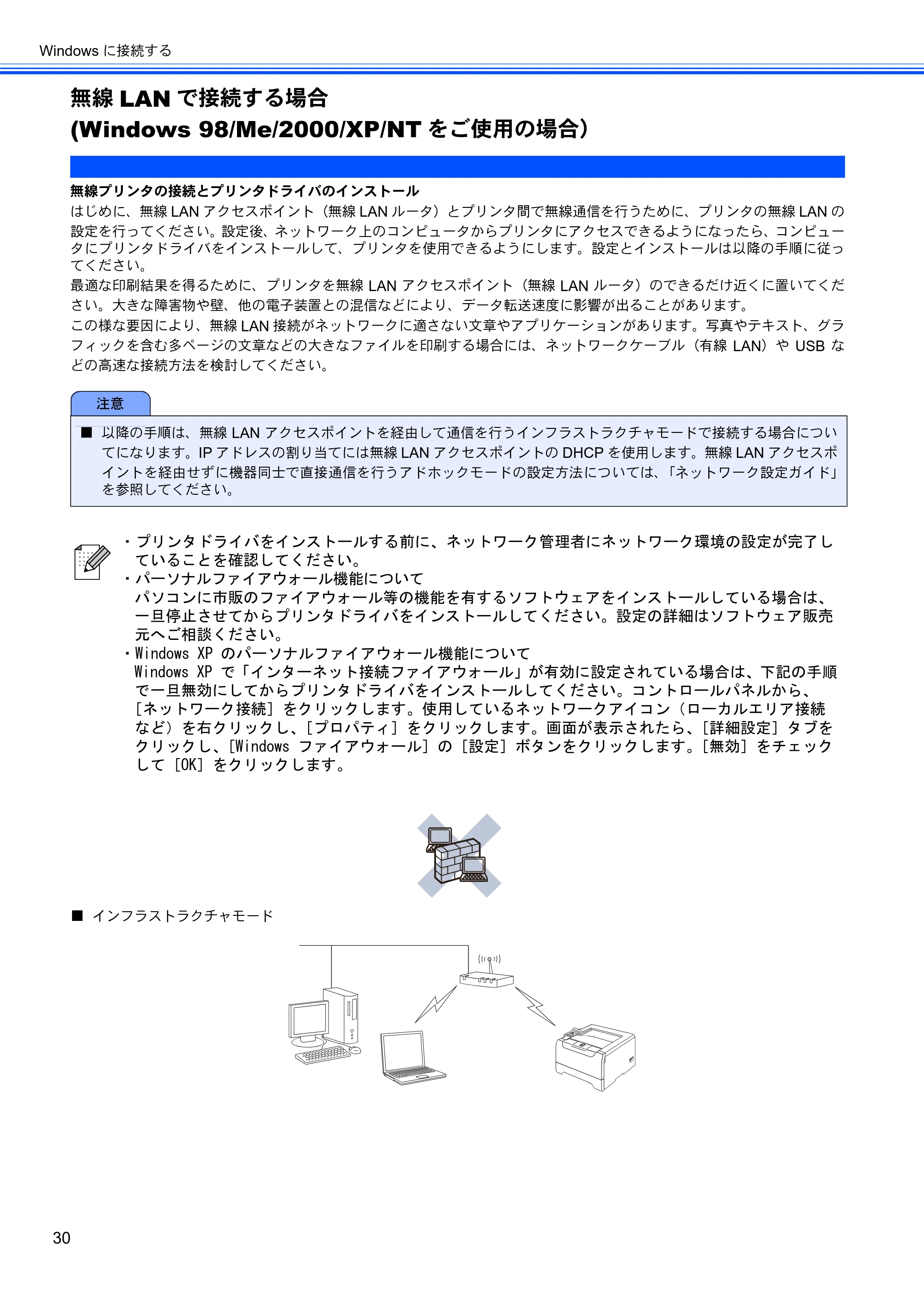ブラザー HL-5280DW かんたん設置ガイド — 無線LANで接続する場合 (Windows 98/Me/2000/XP/NTをご使用の場合) — 原本ページ — 31ページ