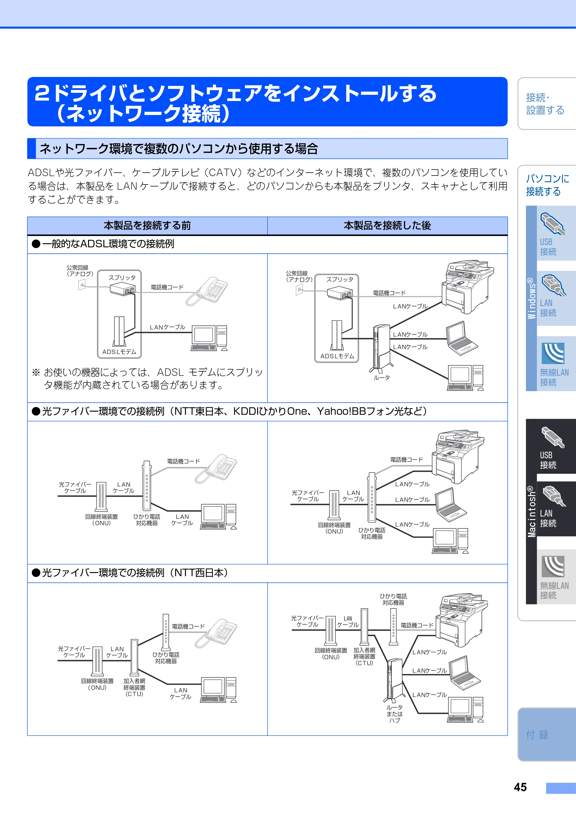 ブラザー MFC-9640CW / MFC-9840CDW かんたん設置ガイド — ドライバとソフトウェアをインストールする (ネットワーク接続) — 原本ページ — 46ページ