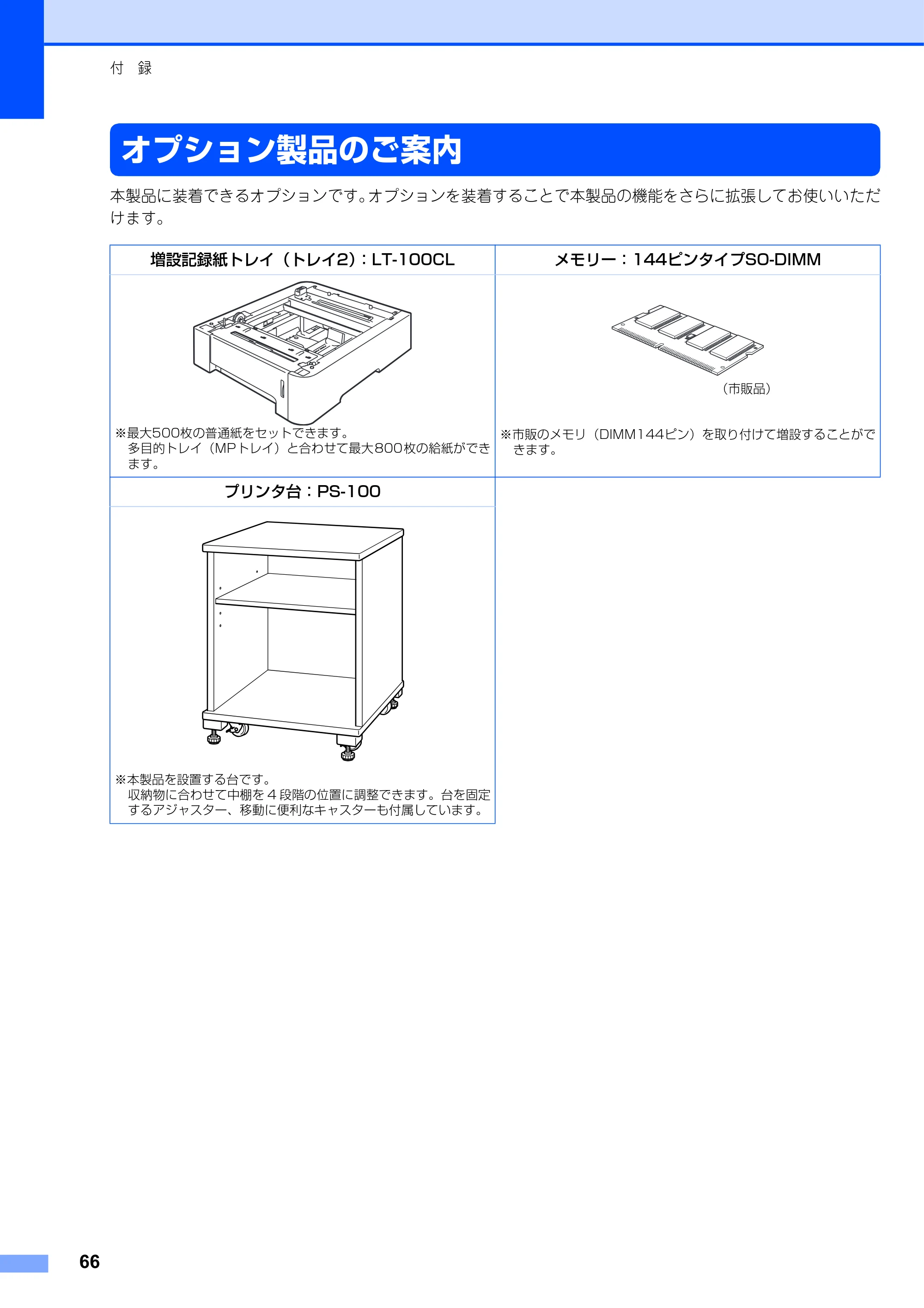 ブラザー MFC-9640CW / MFC-9840CDW かんたん設置ガイド — オプション製品のご案内 — 原本ページ — 67ページ