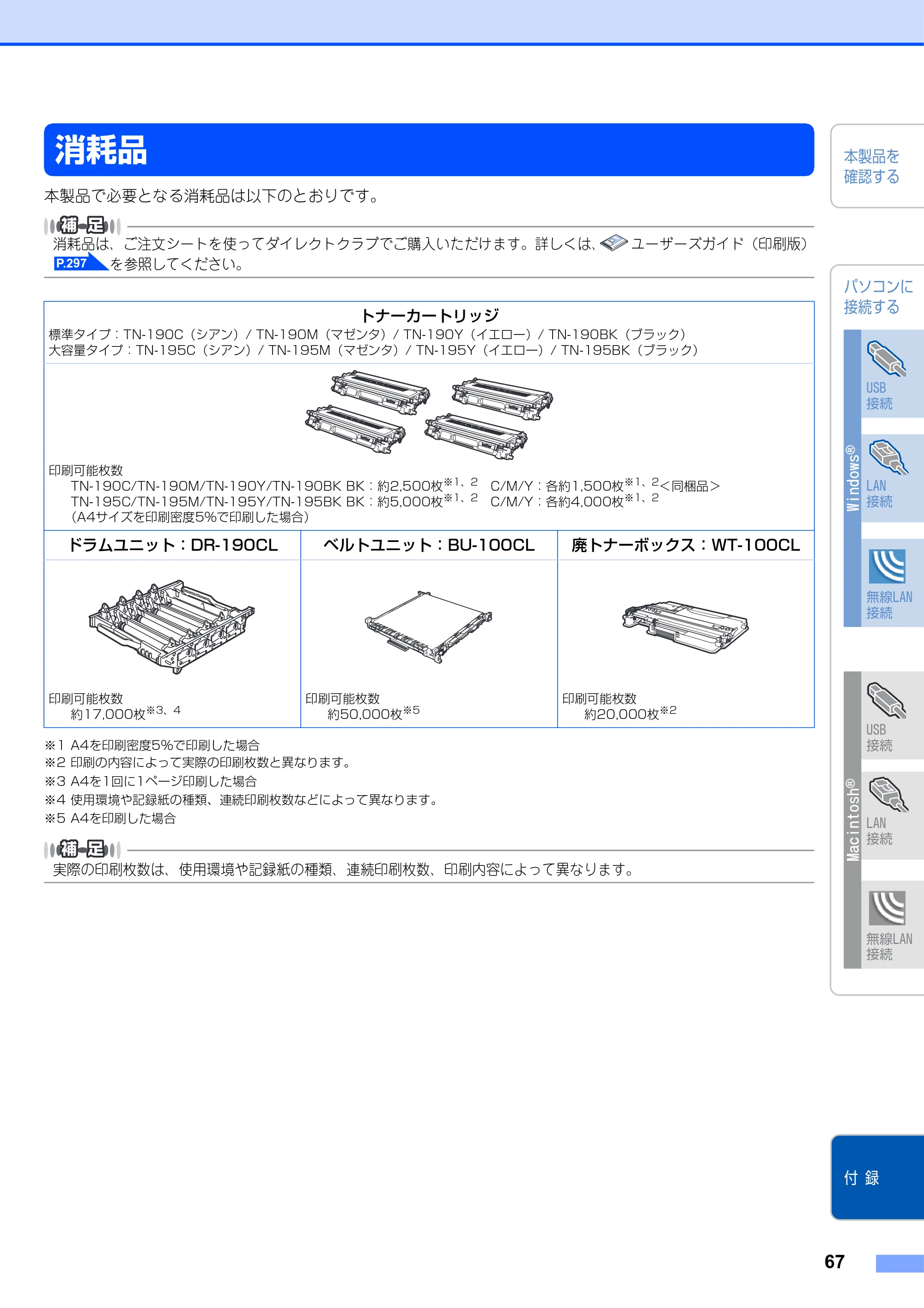ブラザー MFC-9640CW / MFC-9840CDW かんたん設置ガイド — 消耗品 — 原本ページ — 68ページ