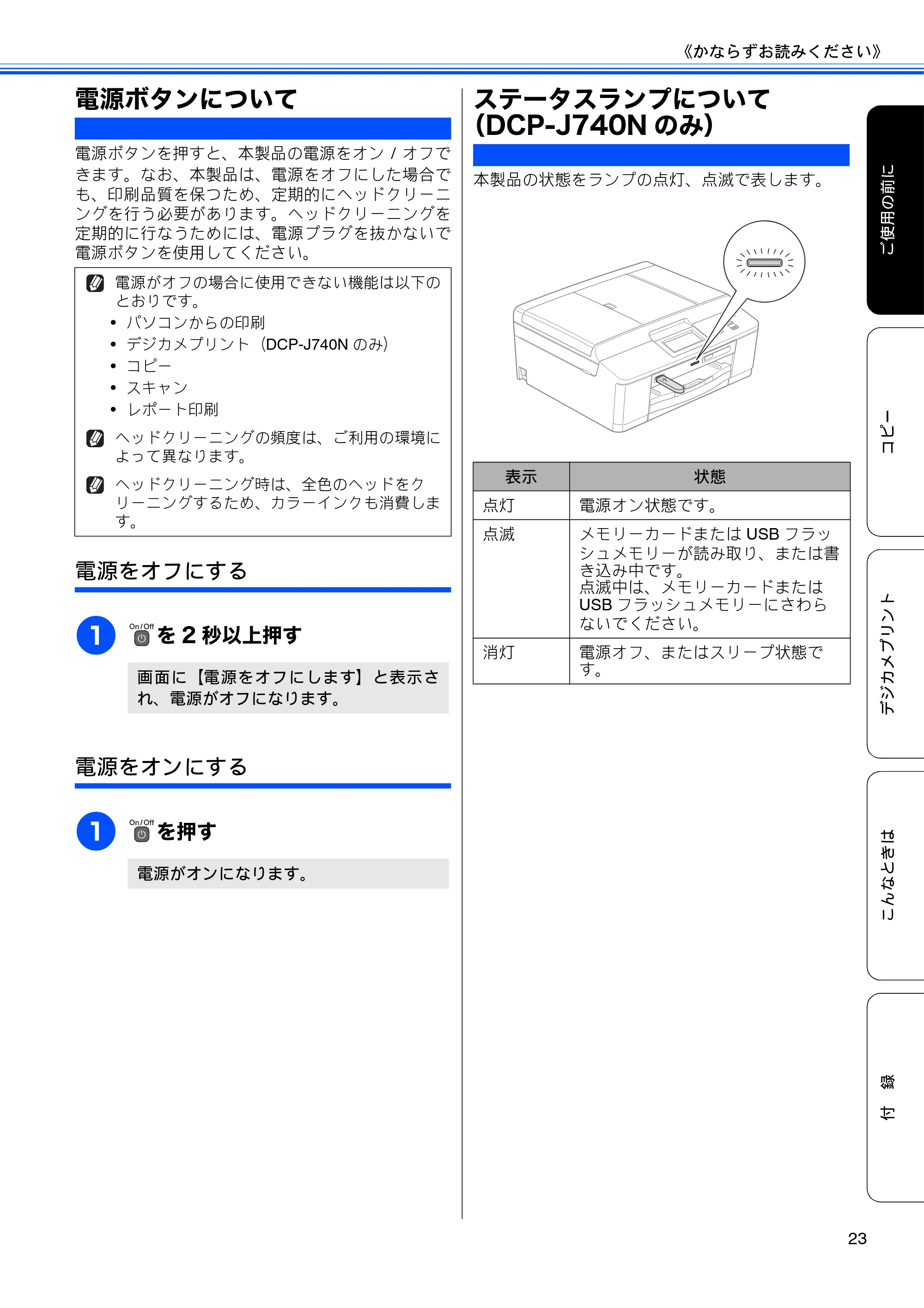 ブラザー DCP-J540N / DCP-J740N ユーザーズガイド ～基本編～ — 電源ボタンについて — 原本ページ — 25ページ