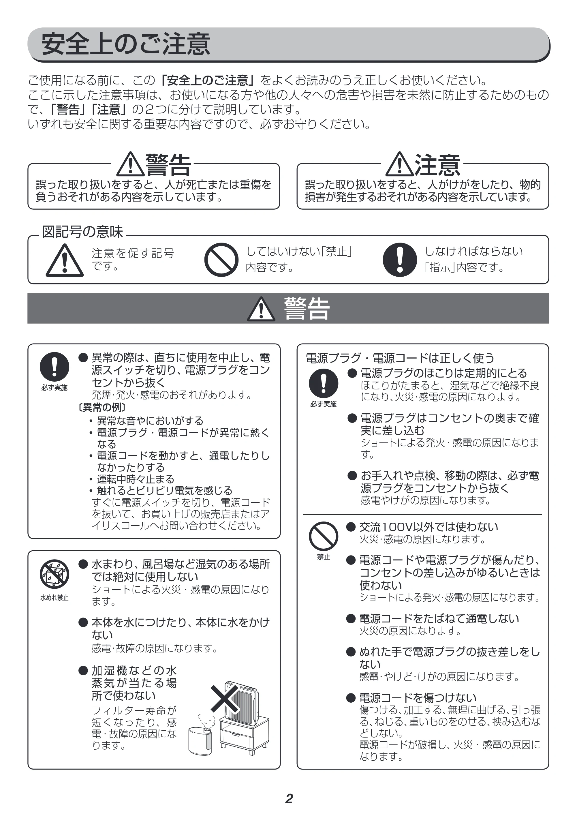 アイリスオーヤマ PM2 / PMAC-100 取扱説明書 — 原本ページ — 2ページ