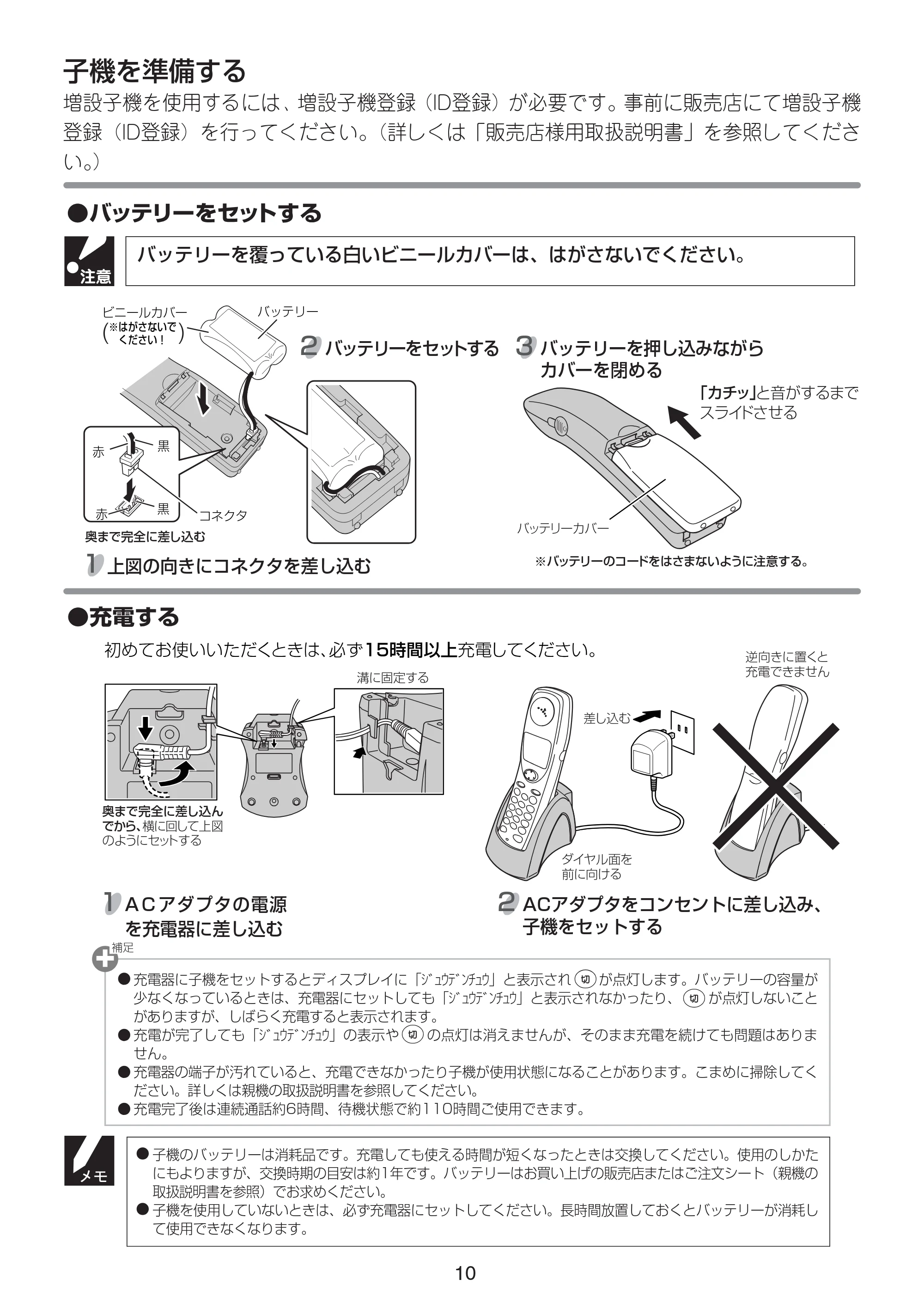 ブラザー MFC-150CL / MFC-150CLW / MFC-610CLN 増設コードレス子機取扱説明書 — 子機を準備する — 原本ページ — 12ページ