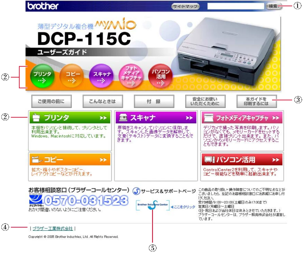 ブラザー DCP-115C 取扱説明書(本体) — ユーザーズガイド(HTML版)の表示画面と操作 — 図版 3-1 — 3ページ