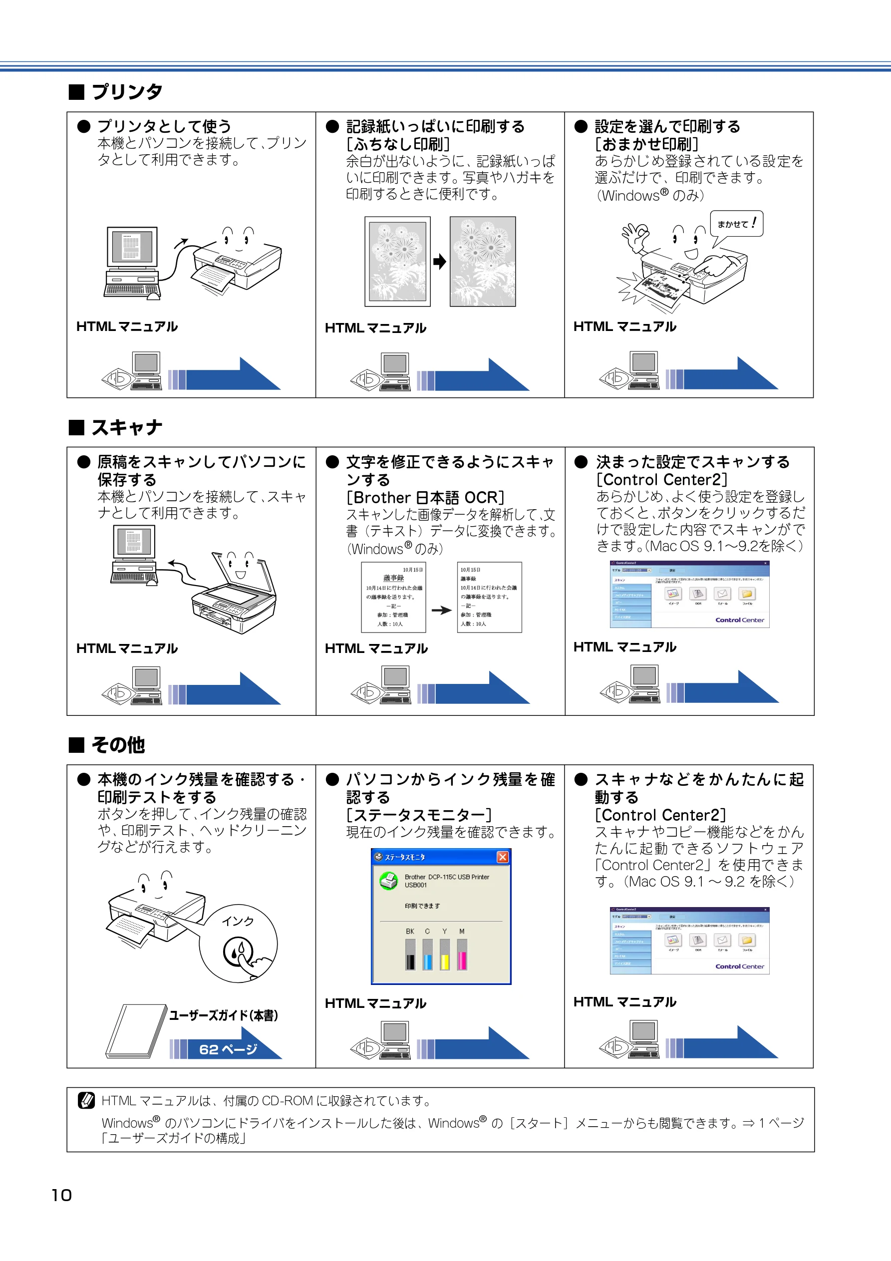 ブラザー DCP-115C 取扱説明書(本体) — ■ プリンタ — 図版 11-1 — 11ページ