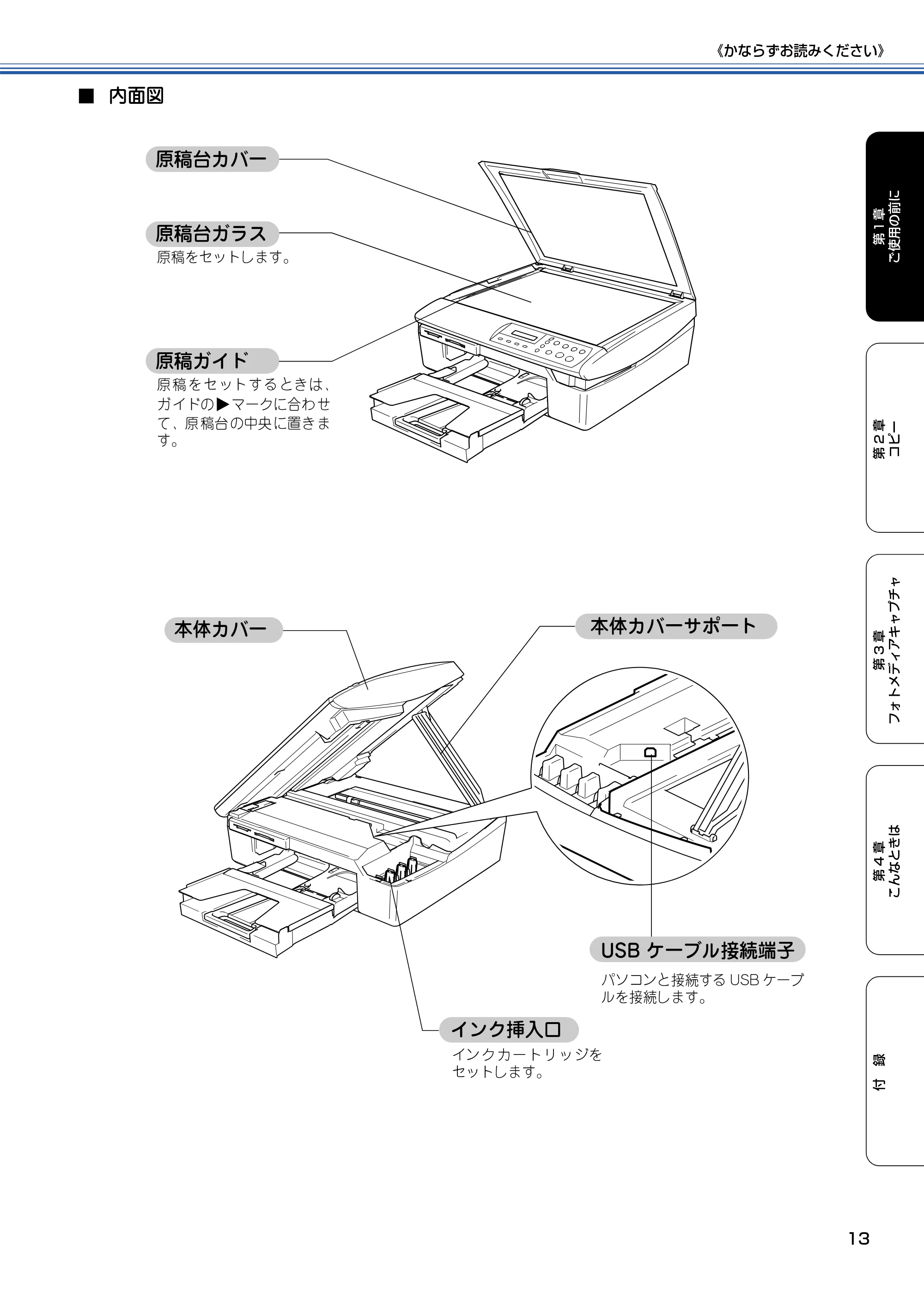 ブラザー DCP-115C 取扱説明書(本体) — ■内面図 — 原本ページ — 14ページ