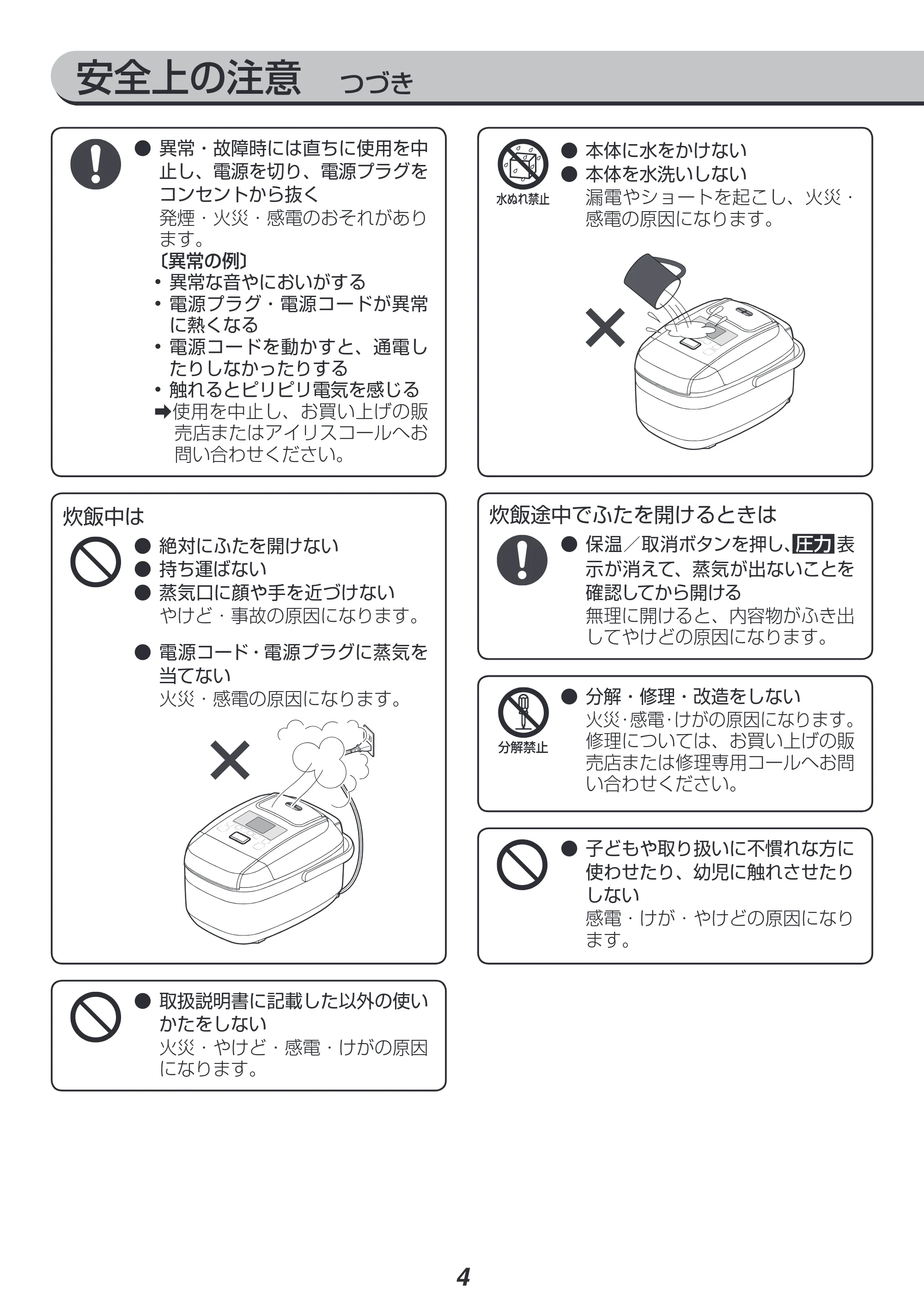 アイリスオーヤマ RC-PH50 取扱説明書 — 原本ページ — 4ページ