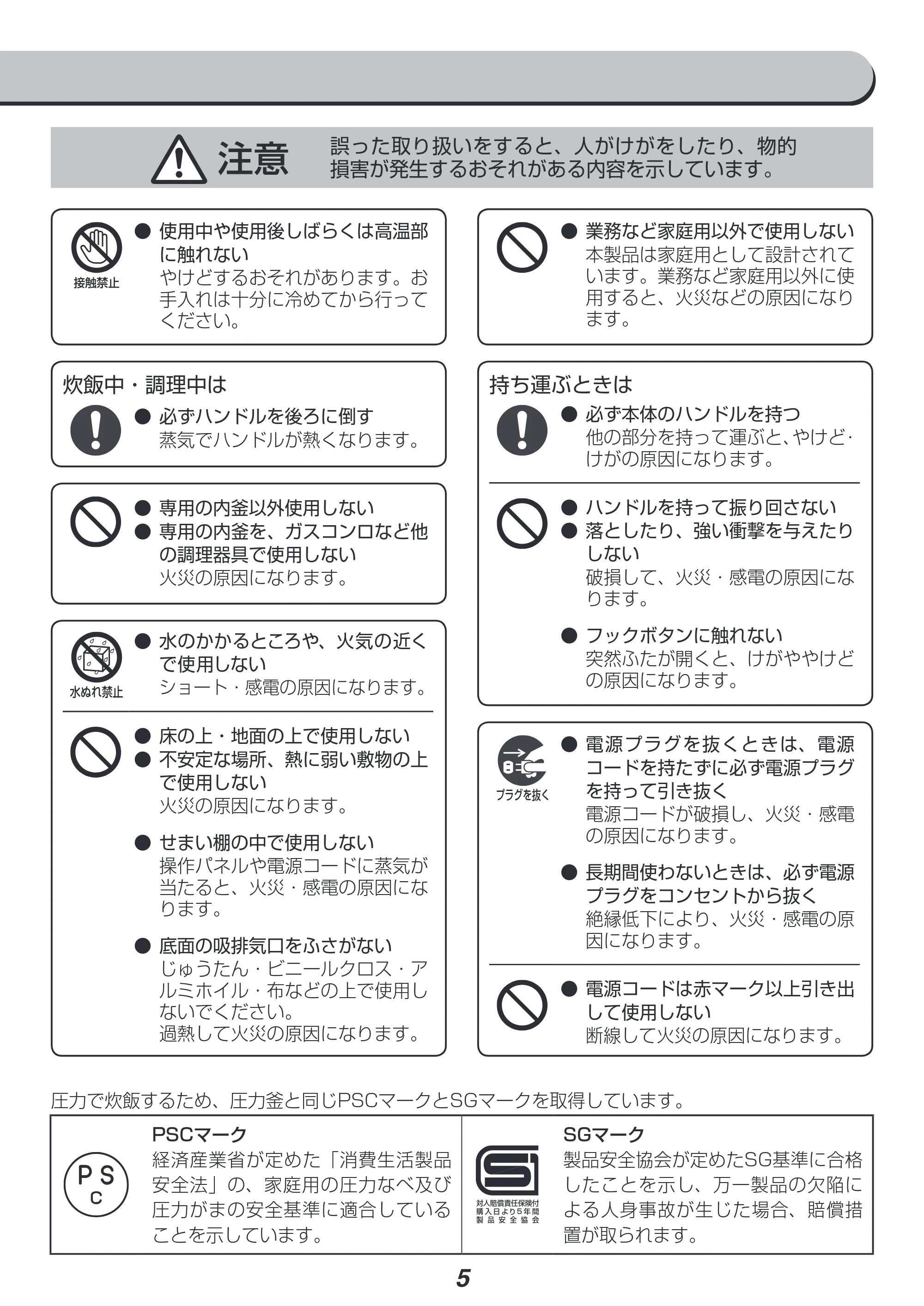 アイリスオーヤマ RC-PH50 取扱説明書 — 原本ページ — 5ページ