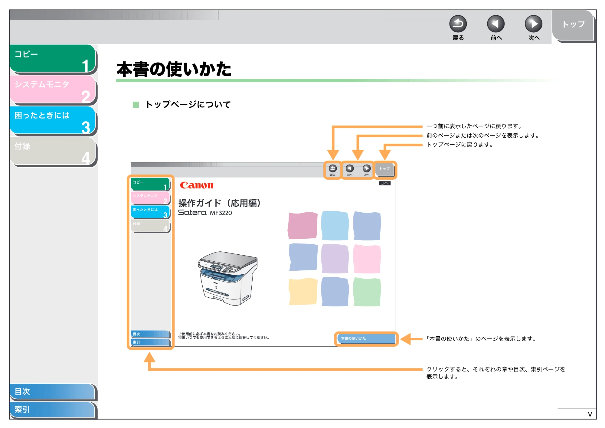 キヤノン MF3220 操作ガイド （応用編） （PDF形式／2.4Mバイト） — 本書の使いかた — 原本ページ — 6ページ