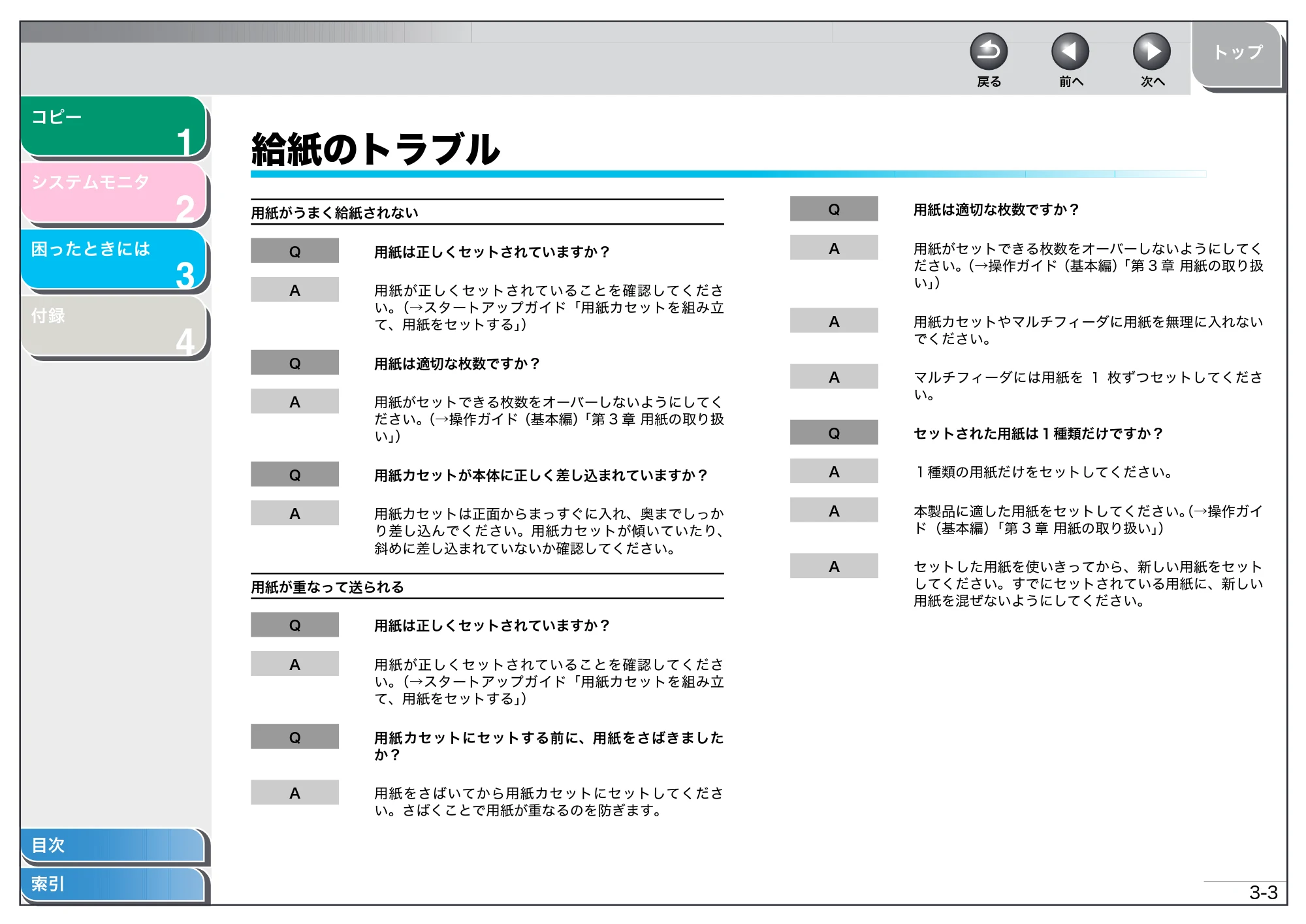 キヤノン MF3220 操作ガイド （応用編） （PDF形式／2.4Mバイト） — 給紙のトラブル — 原本ページ — 17ページ