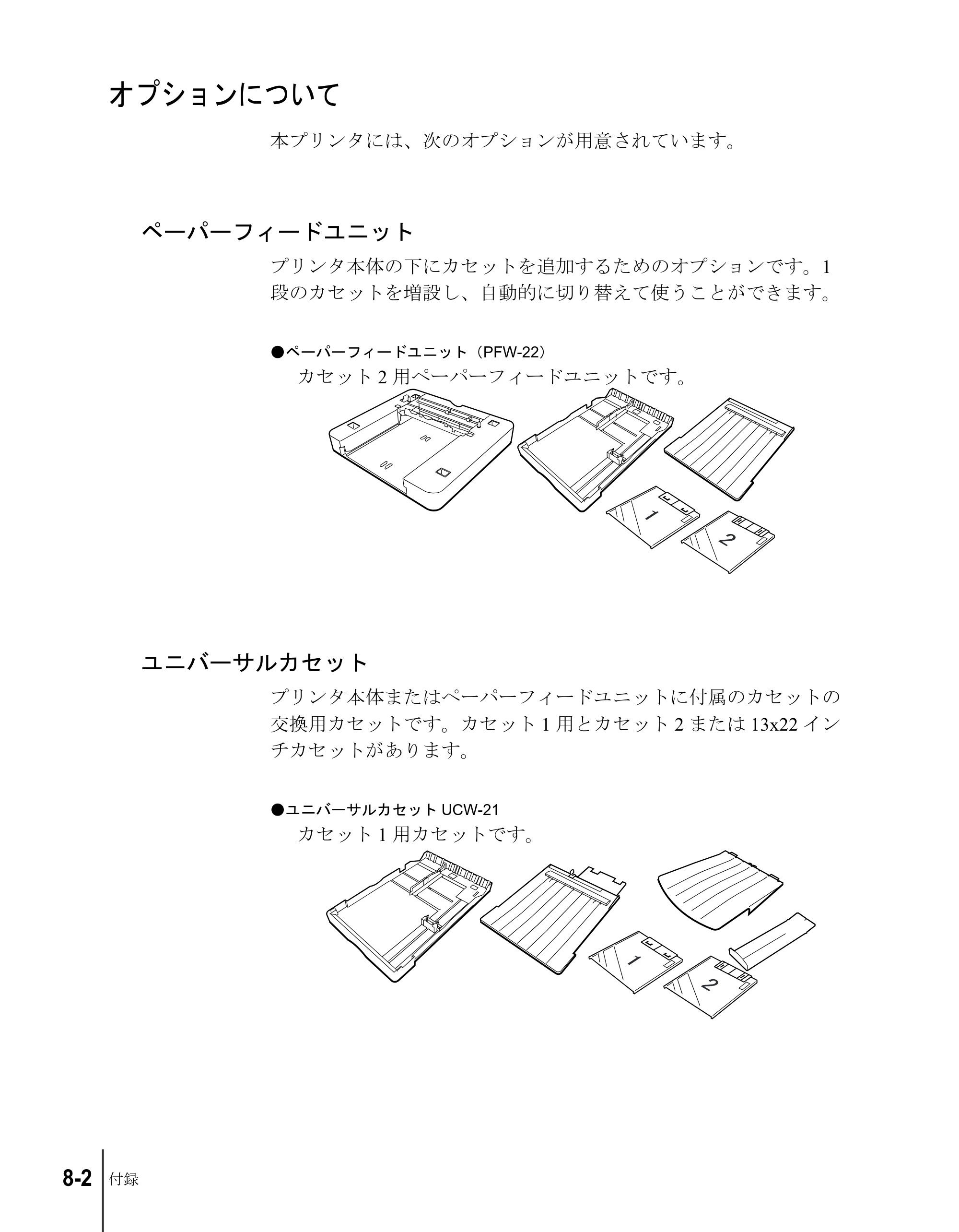 キヤノン W2200S ユーザーズガイド （PDF形式／6.75Mバイト） — オプションについて — 原本ページ — 140ページ