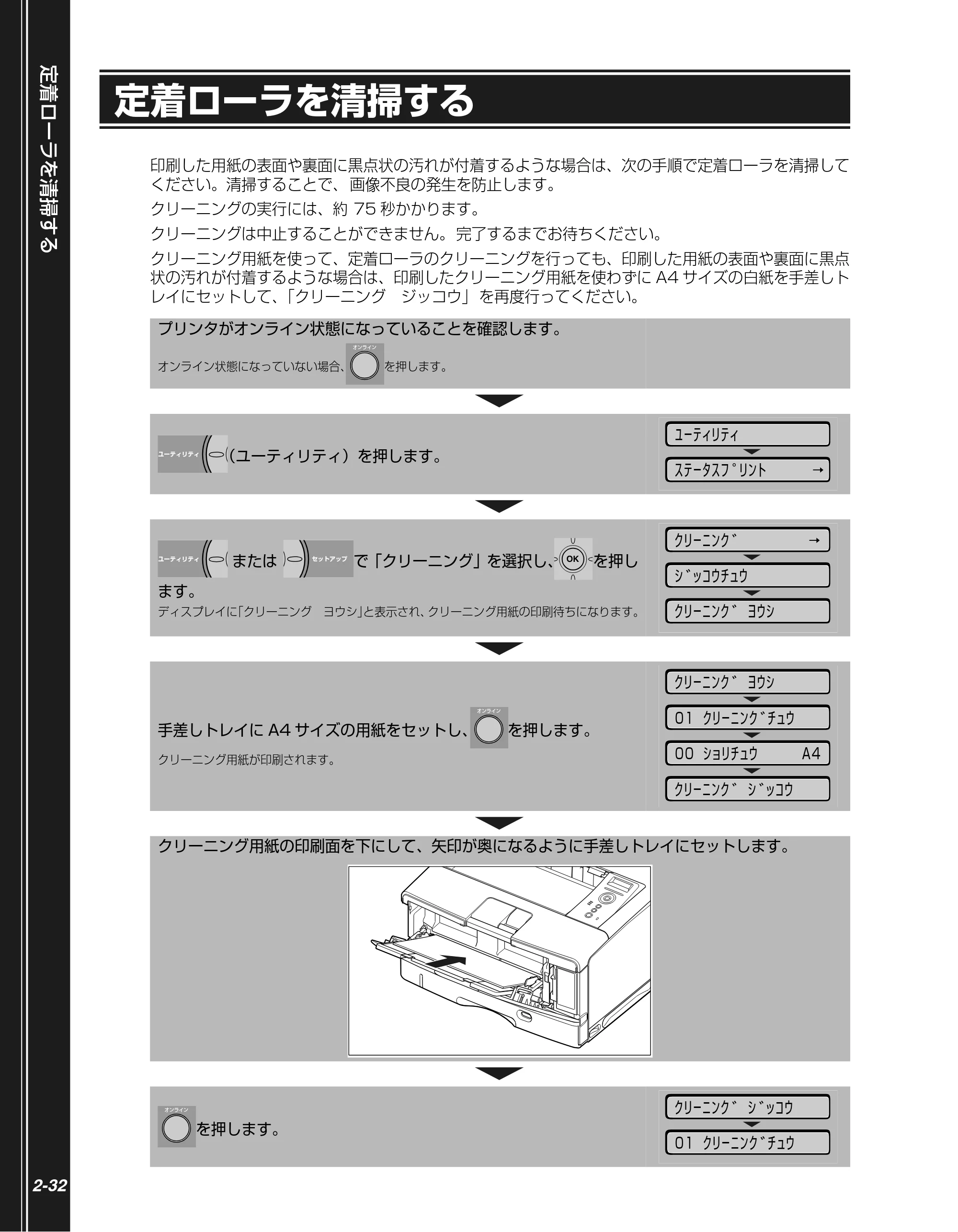 キヤノン LBP3950/3900 かんたん操作ガイド 2006年2月8日掲載 (PDF形式/4.62Mバイト) — 定着ローラを清掃する — 原本ページ — 48ページ