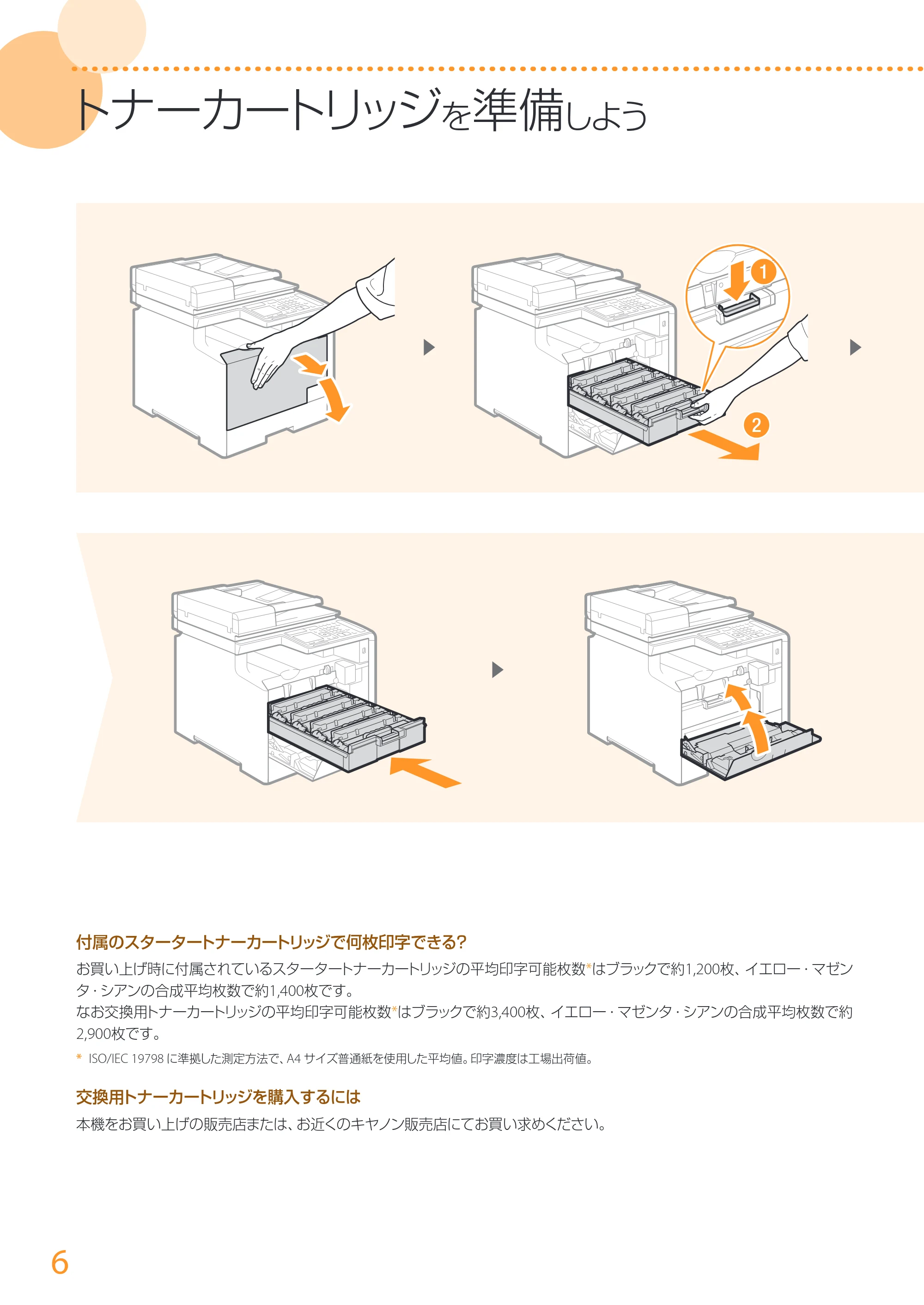 キヤノン MF726Cdw/MF722Cdw/MF628Cw かんたん設置ガイド (MF726Cdw/MF722Cdw) 2015年8月25日掲載(PDF:15.5MB) — 原本ページ — 6ページ