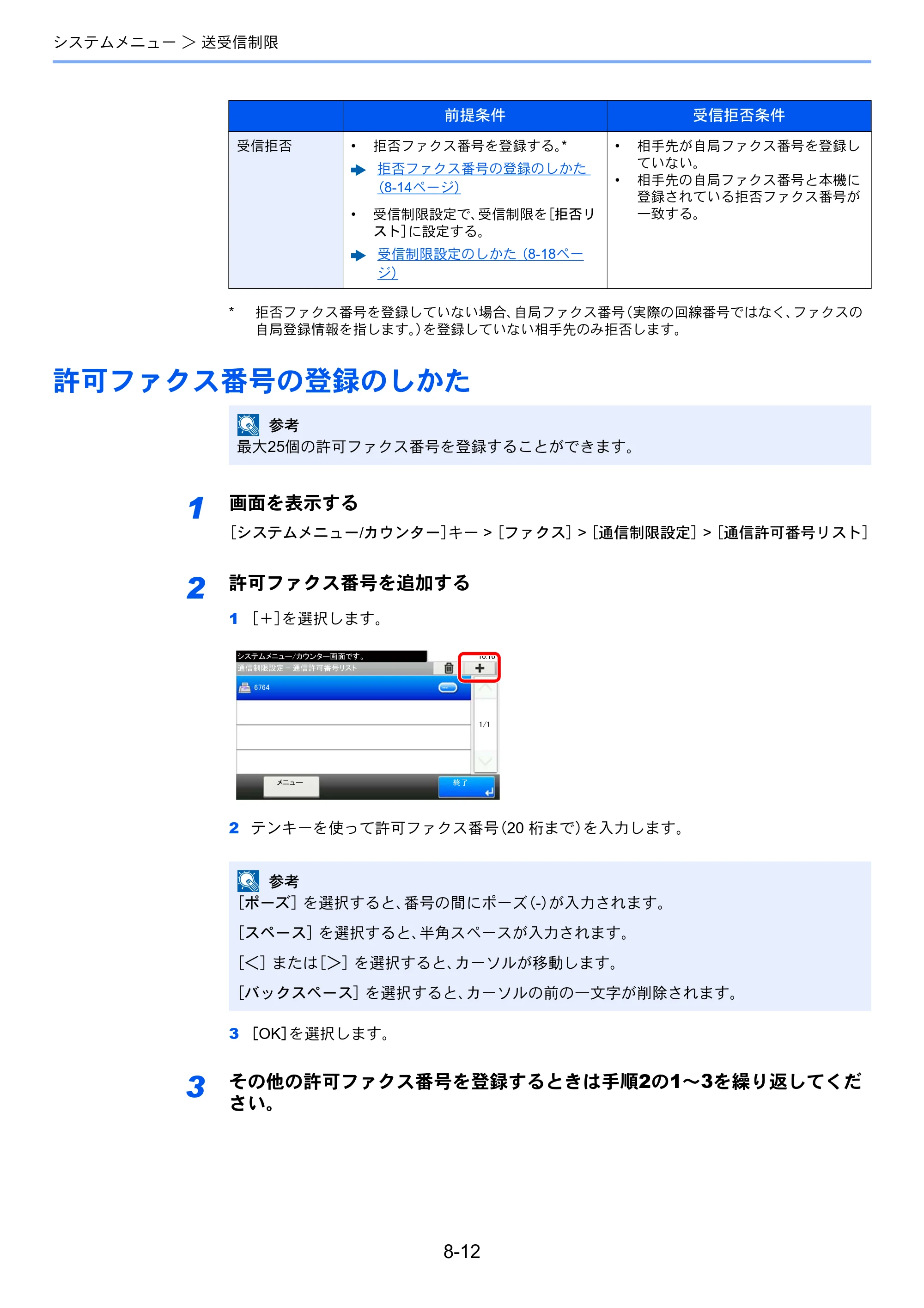 京セラ ECOSYS M6535cidn ECOSYS M6535cidn FAX使用説明書 — 許可ファクス番号の登録のしかた — 原本ページ — 151ページ