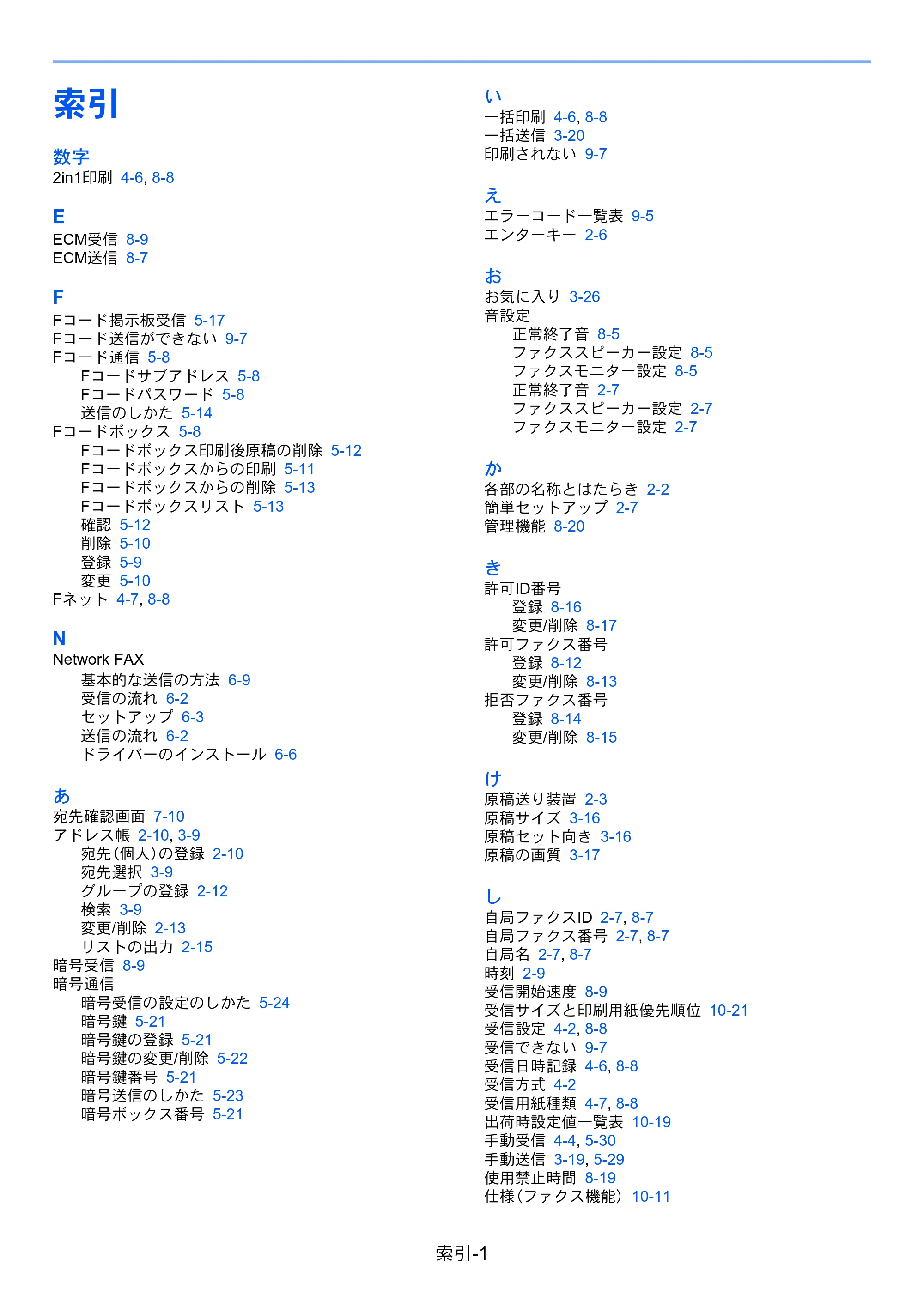 京セラ ECOSYS M6535cidn ECOSYS M6535cidn FAX使用説明書 — 索引 — 原本ページ — 190ページ