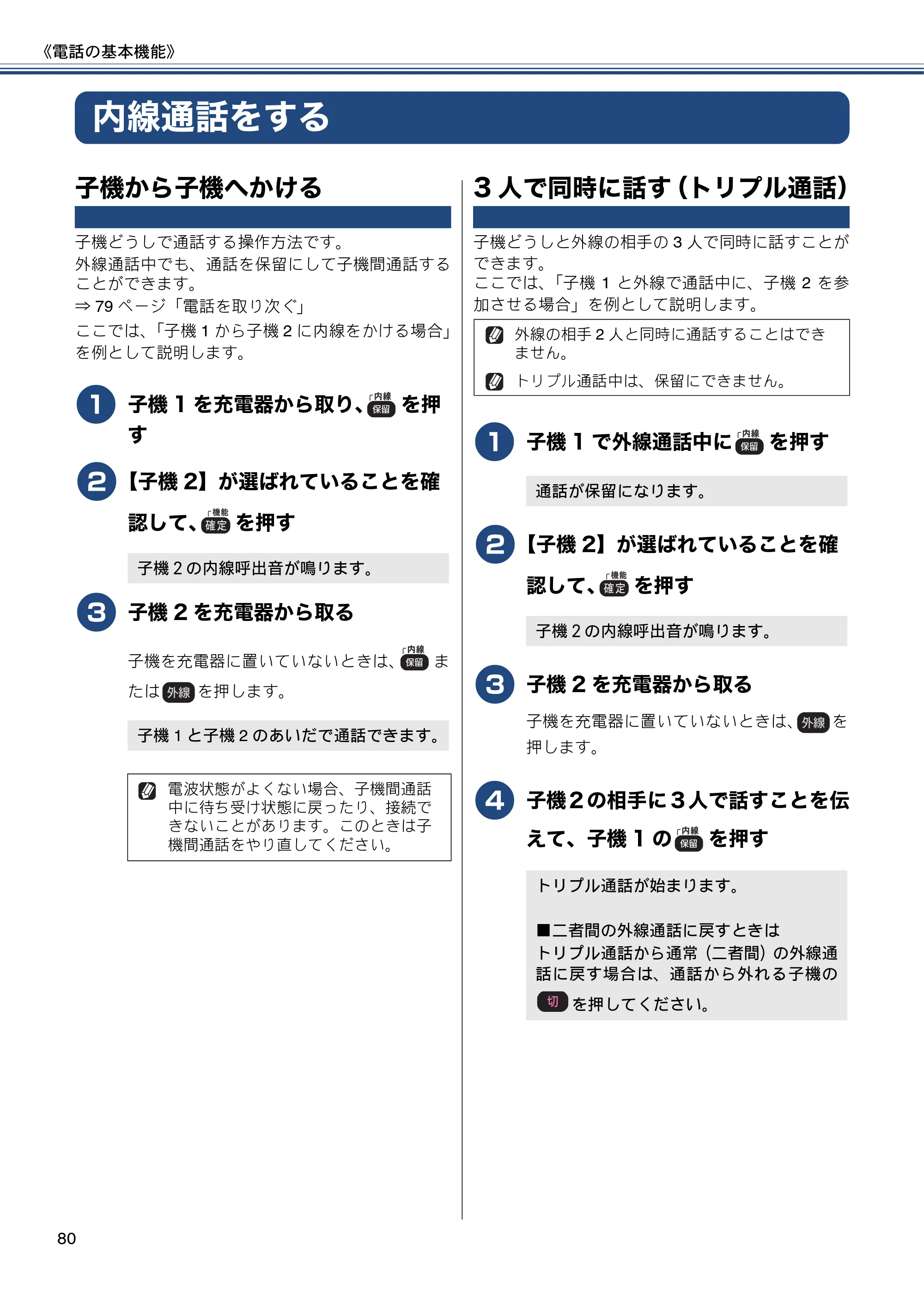 ブラザー MFC-J820DN / MFC-J820DWN / MFC-J890DN / MFC-J890DWN ユーザーズガイド ～基本編～ — 内線通話をする — 原本ページ — 80ページ