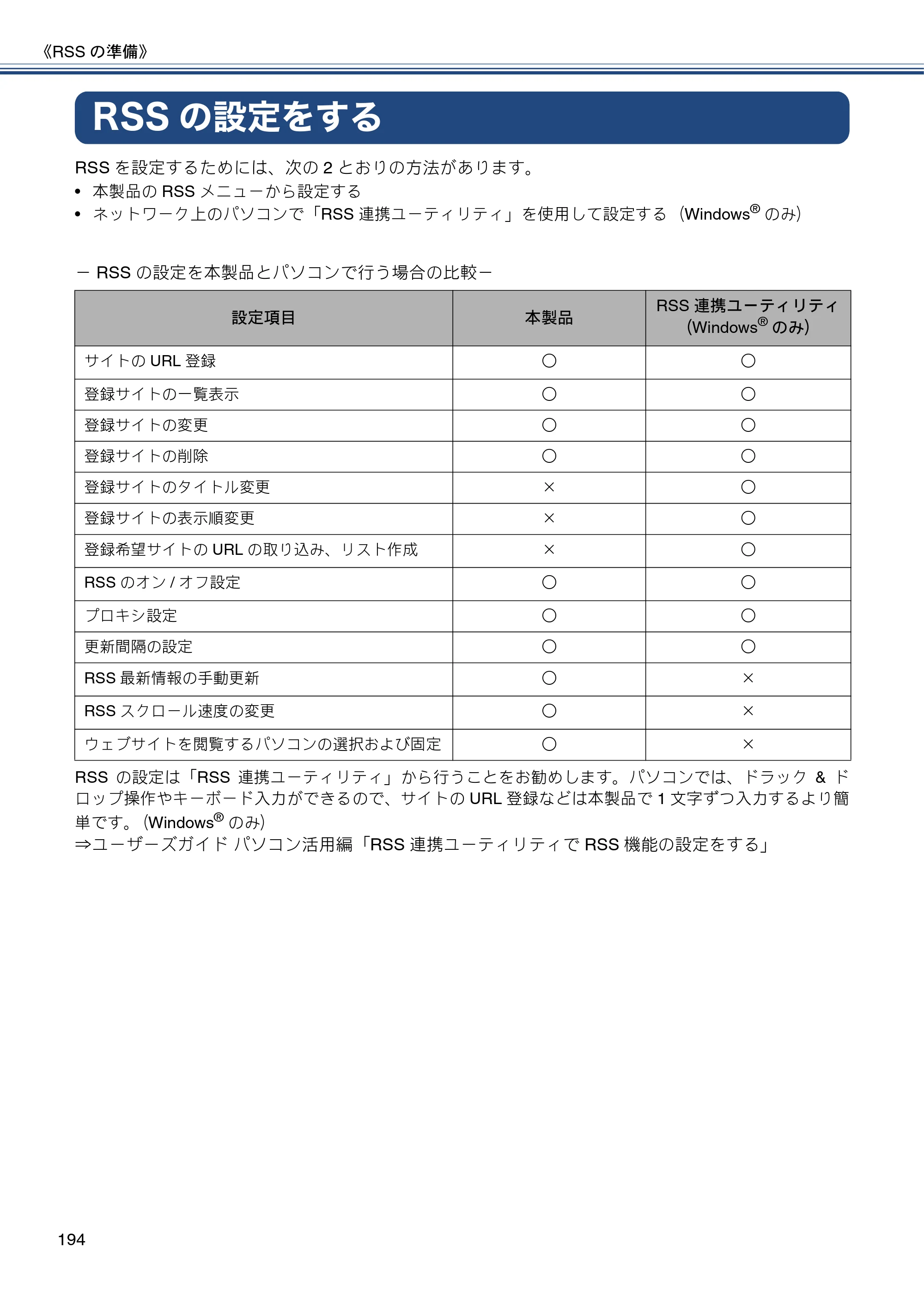 ブラザー MFC-J820DN / MFC-J820DWN / MFC-J890DN / MFC-J890DWN ユーザーズガイド ～基本編～ — RSSの設定をする — 原本ページ — 194ページ