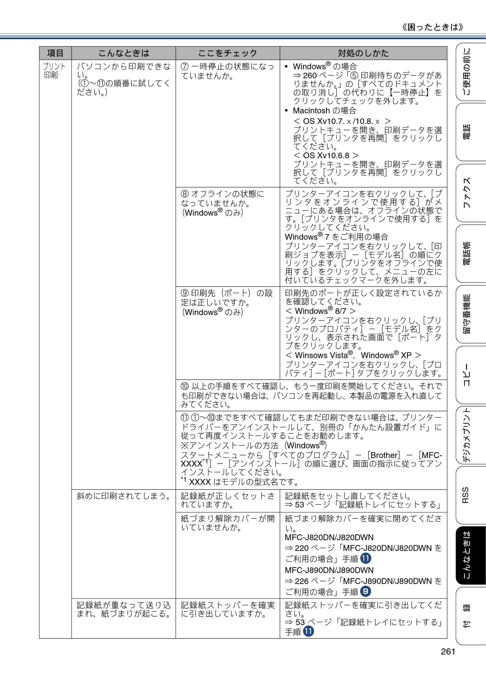 ブラザー MFC-J820DN / MFC-J820DWN / MFC-J890DN / MFC-J890DWN ユーザーズガイド ～基本編～ — 原本ページ — 261ページ
