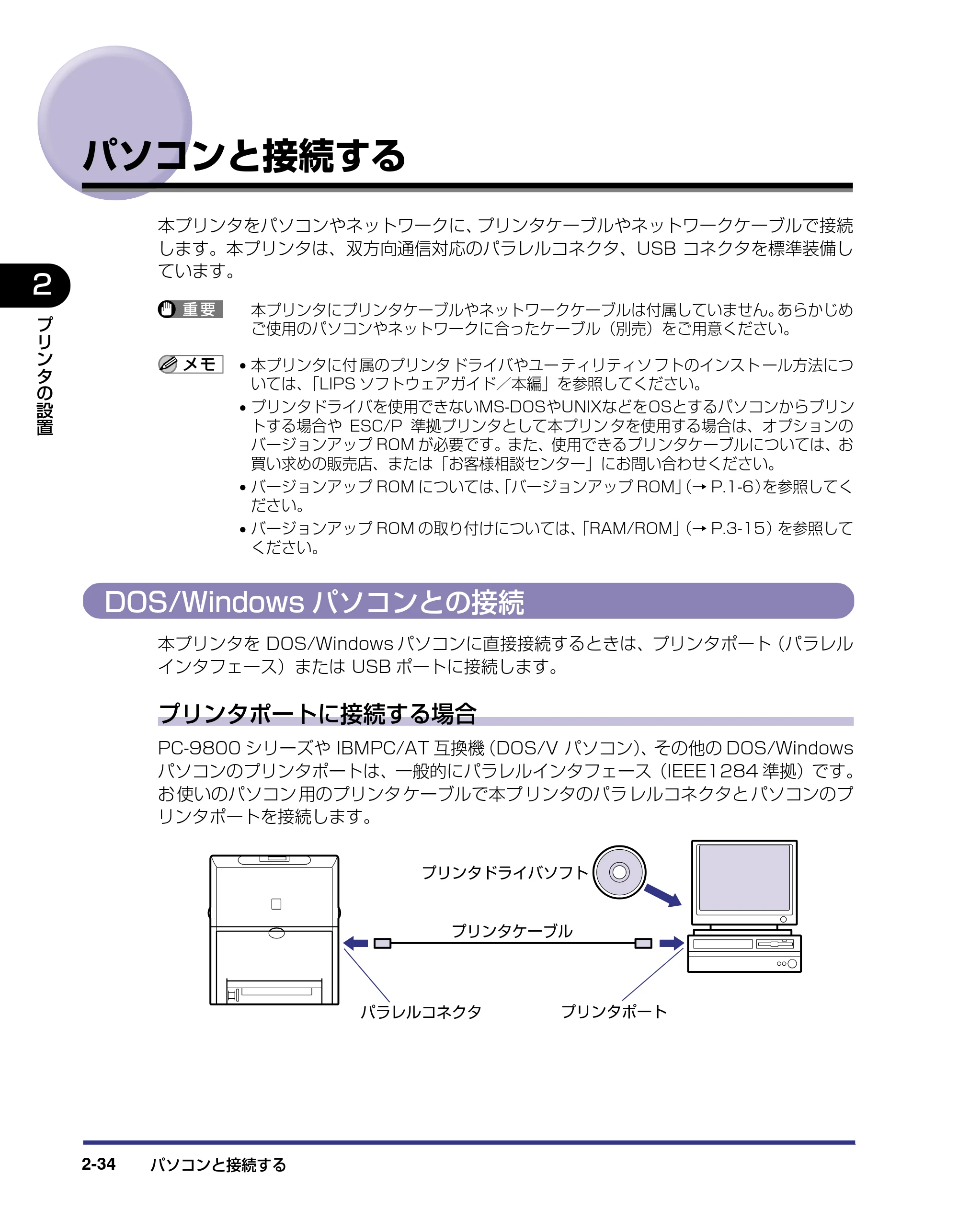キヤノン LBP5500 設置ガイド 2006年5月25日更新 （PDF形式／4.08Mバイト） — パソコンと接続する — 原本ページ — 62ページ