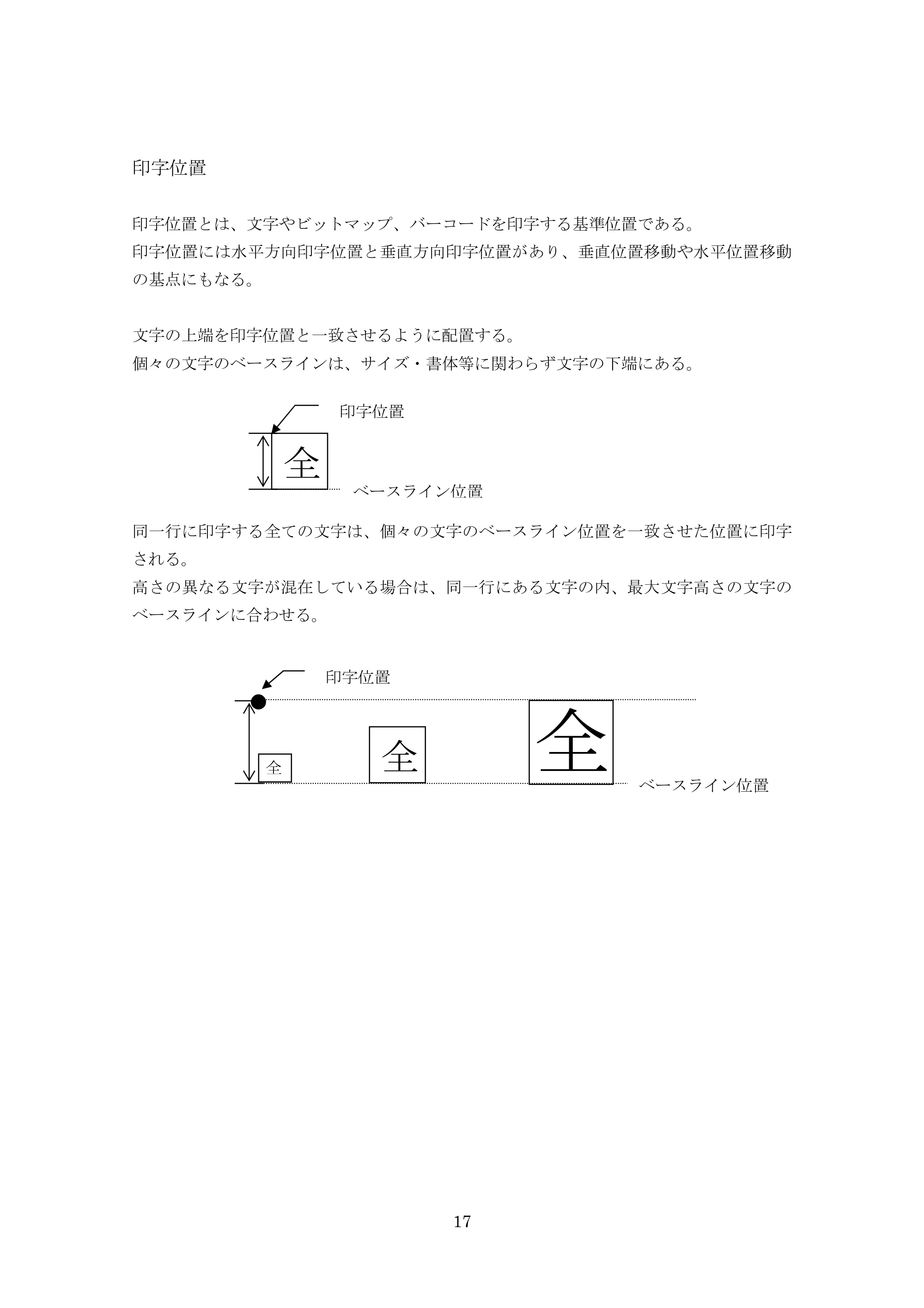 ブラザー TD-4000 / TD-4100N ESC/Pコマンドリファレンス — 印字位置 — 原本ページ — 17ページ