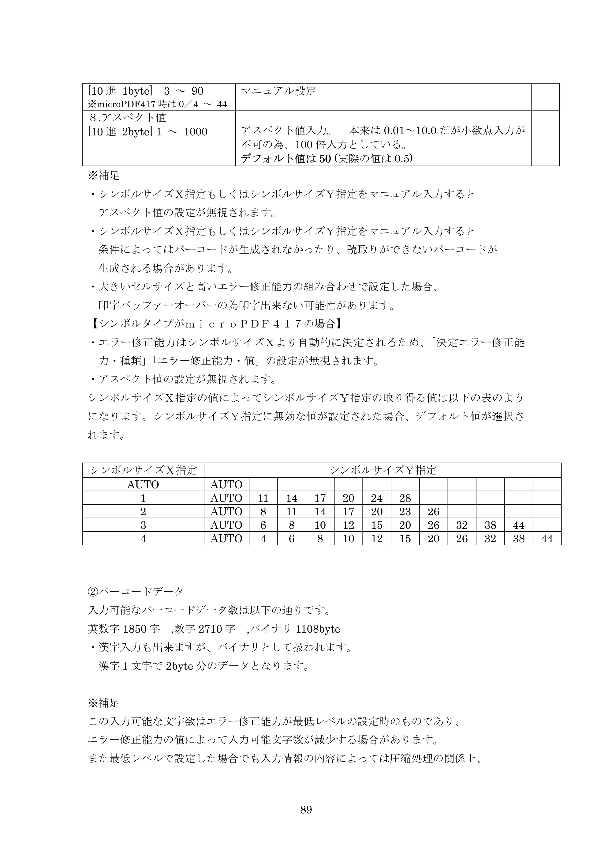 ブラザー TD-4000 / TD-4100N ESC/Pコマンドリファレンス — 原本ページ — 89ページ