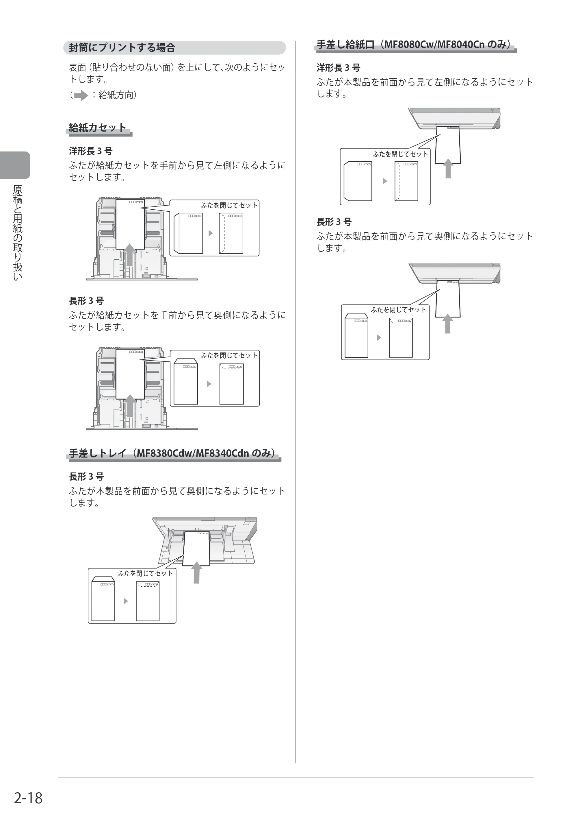 キヤノン MF8080Cw/MF8040Cn / MF8380Cdw/MF8340Cdn 基本操作ガイド 2011年10月20日更新（PDF：12.8MB） — 封筒にプリントする場合 — 原本ページ — 54ページ