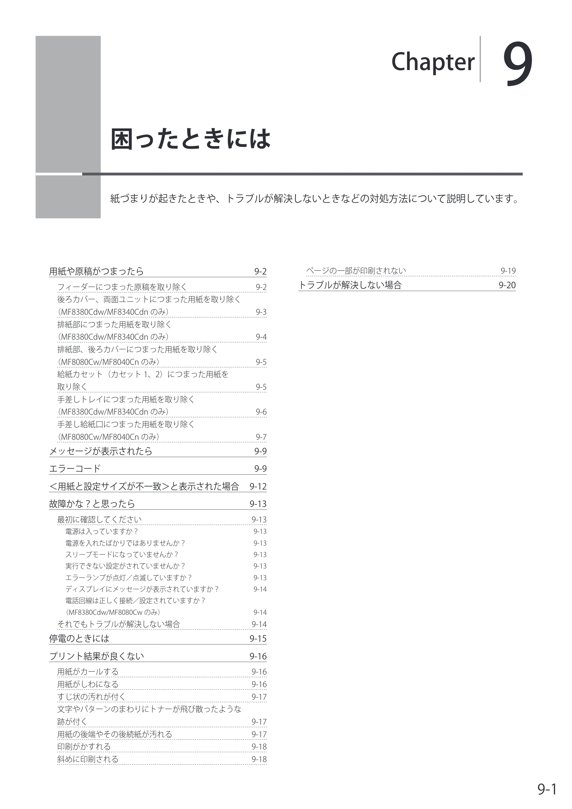 キヤノン MF8080Cw/MF8040Cn / MF8380Cdw/MF8340Cdn 基本操作ガイド 2011年10月20日更新（PDF：12.8MB） — 9. 困ったときには — 原本ページ — 151ページ