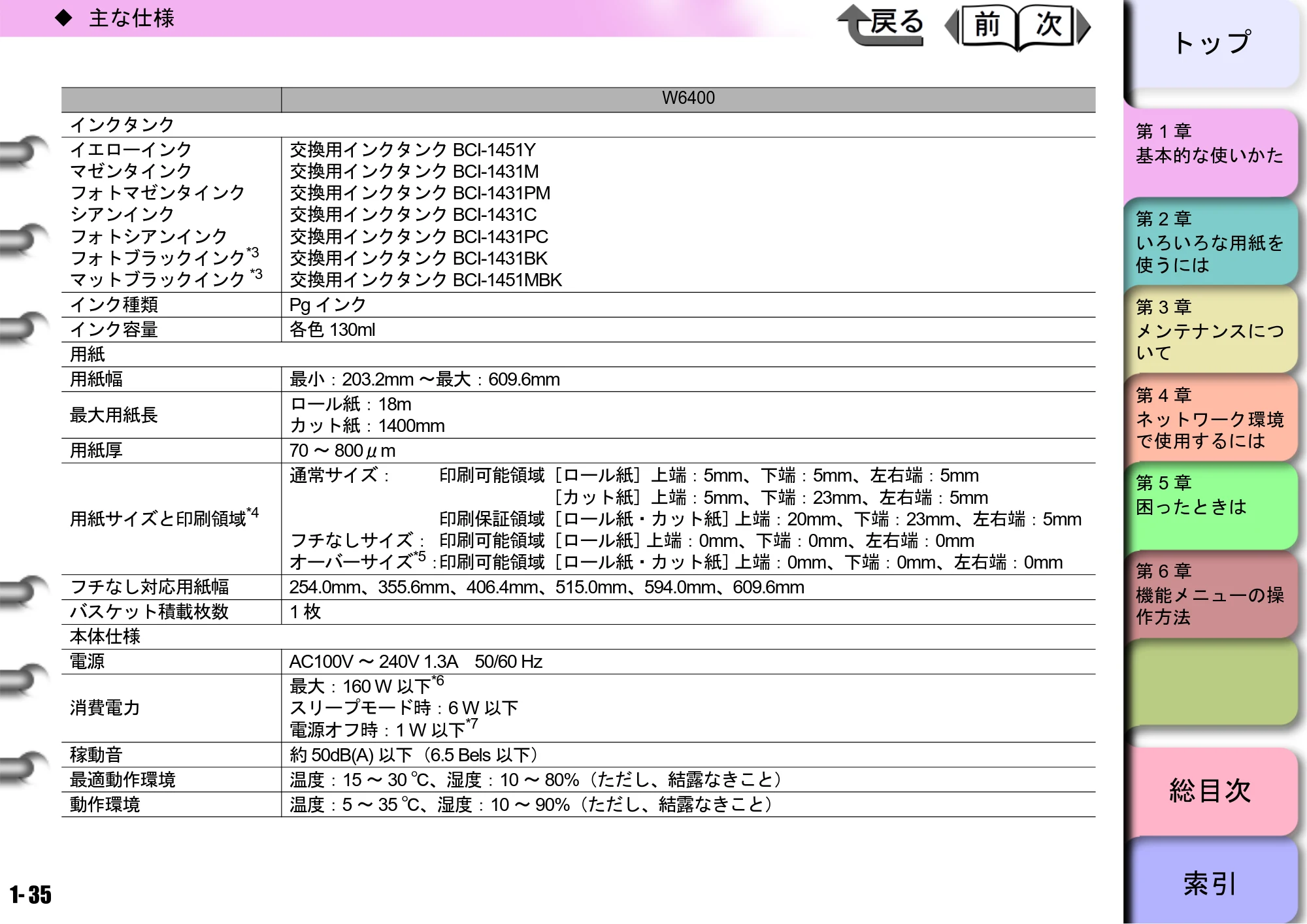 キヤノン W6400 ユーザーズマニュアル （PDF形式／10.17Mバイト） — 原本ページ — 38ページ