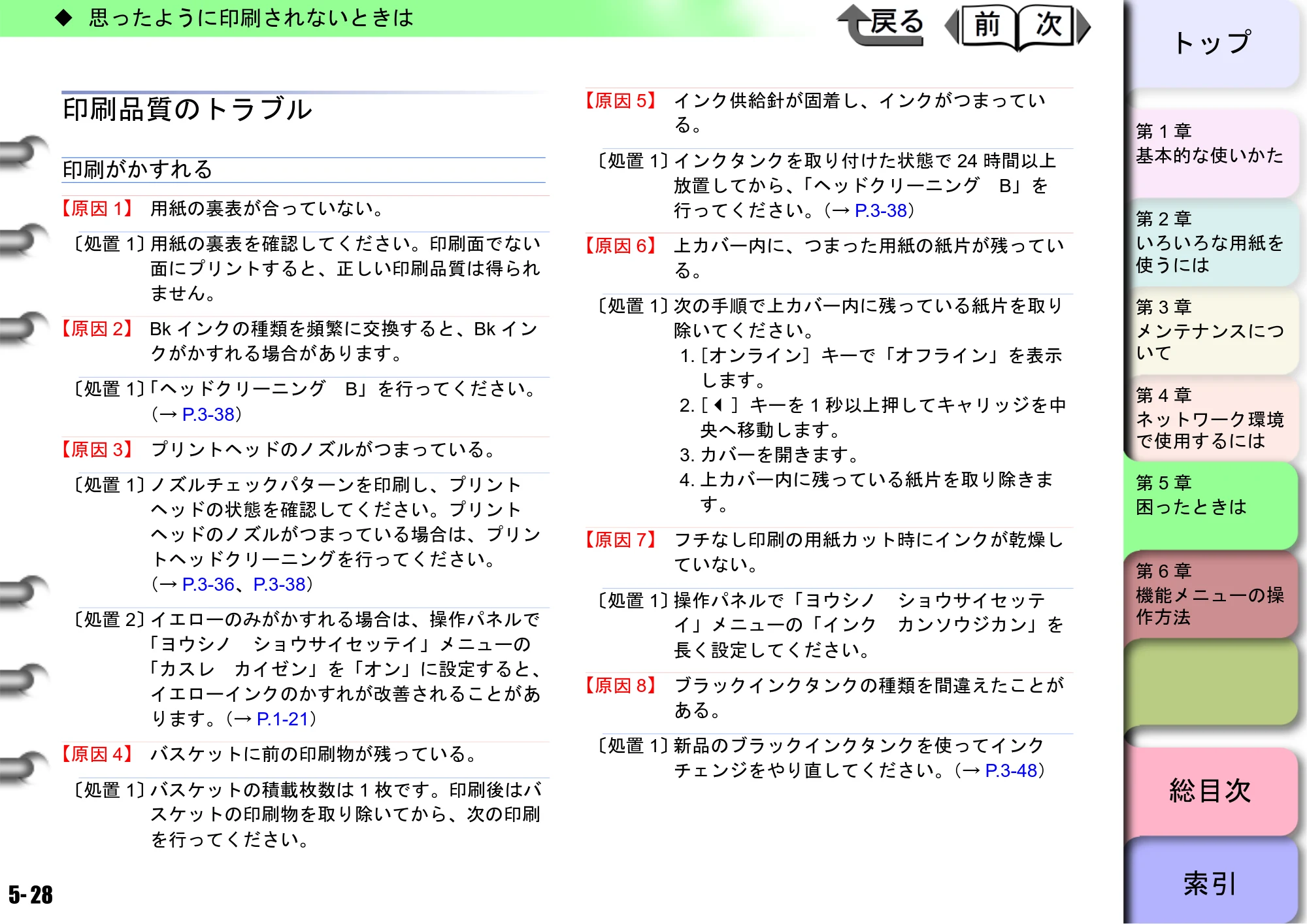 キヤノン W6400 ユーザーズマニュアル （PDF形式／10.17Mバイト） — 印刷品質のトラブル — 原本ページ — 194ページ