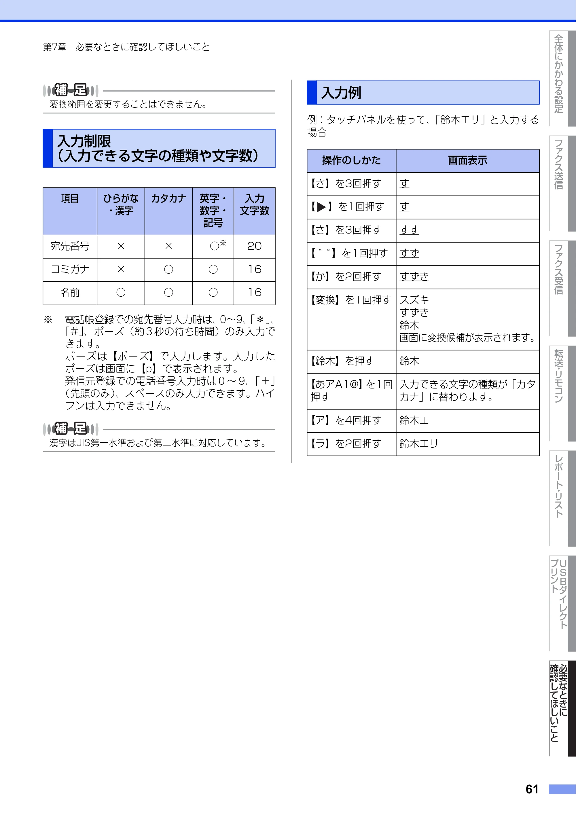 ブラザー MFC-L6900DW / MFC-L5755DW ユーザーズガイド ~応用編~ — 入力制限(入力できる文字の種類や文字数) — 原本ページ — 61ページ
