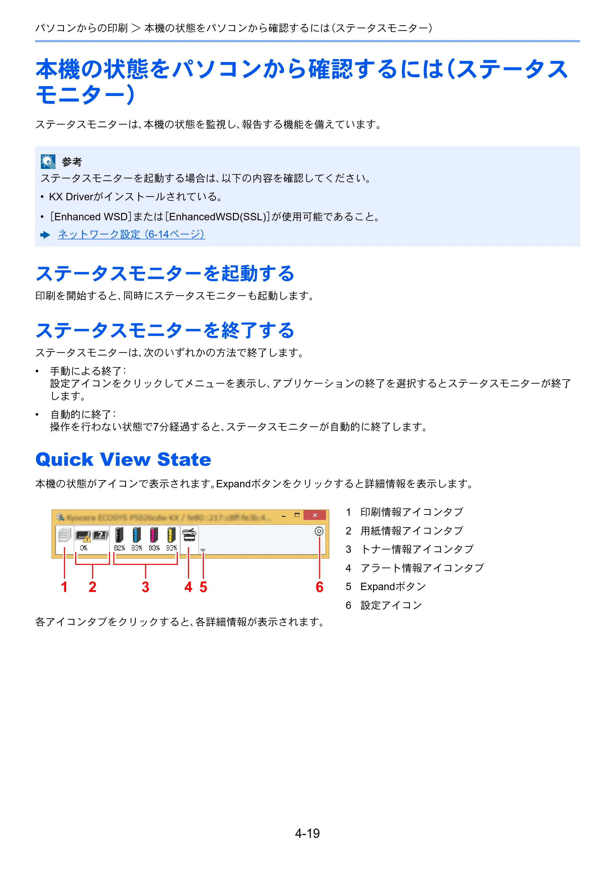 京セラ ECOSYS P5026cdw ECOSYS P5026cdw 使用説明書 — 本機の状態をパソコンから確認するには（ステータス モニター） — 原本ページ — 108ページ