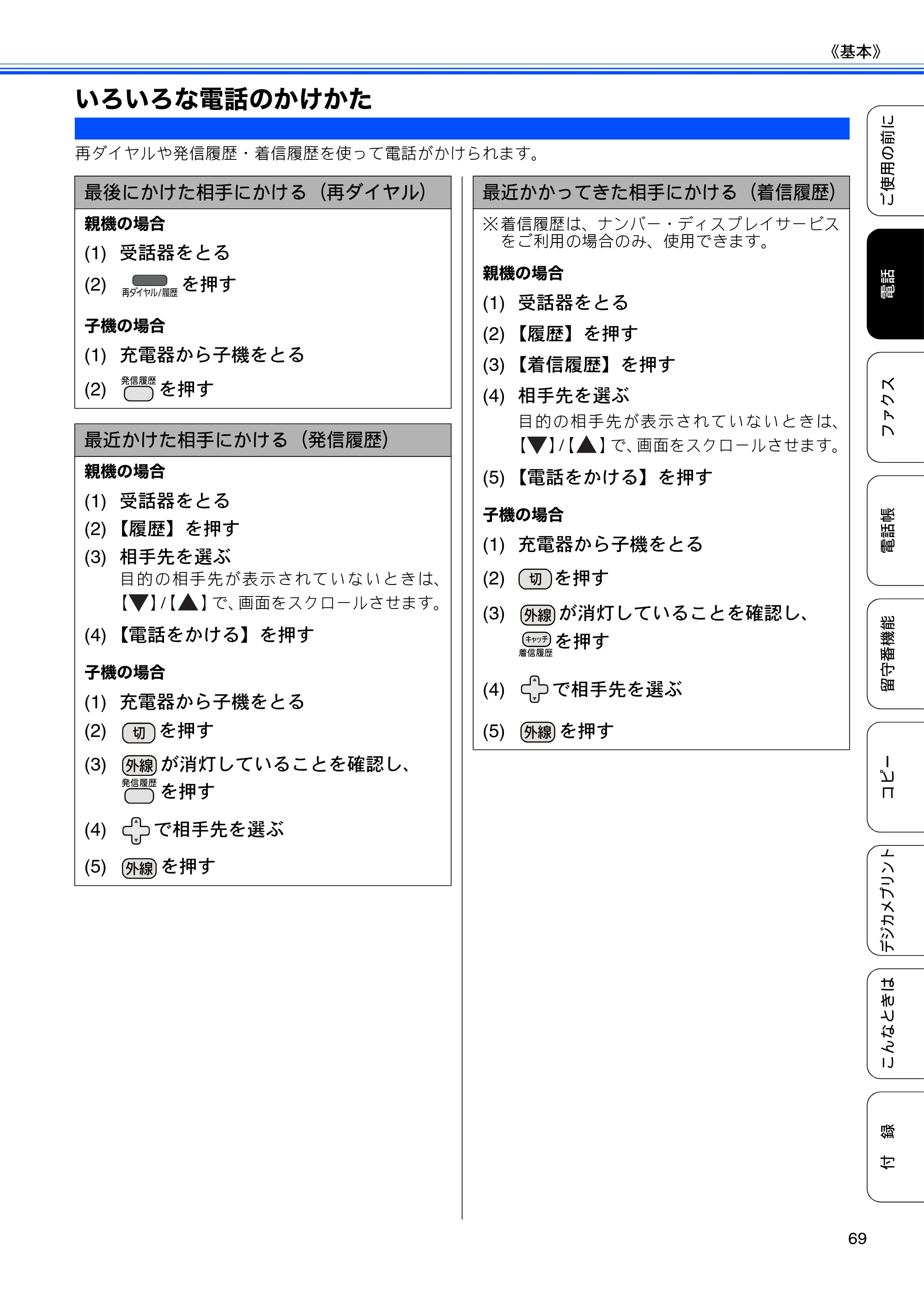 ブラザー MFC-J960DN-B/W, MFC-J960DWN-B/W ユーザーズガイド ～基本編～ — いろいろな電話のかけかた — 原本ページ — 71ページ