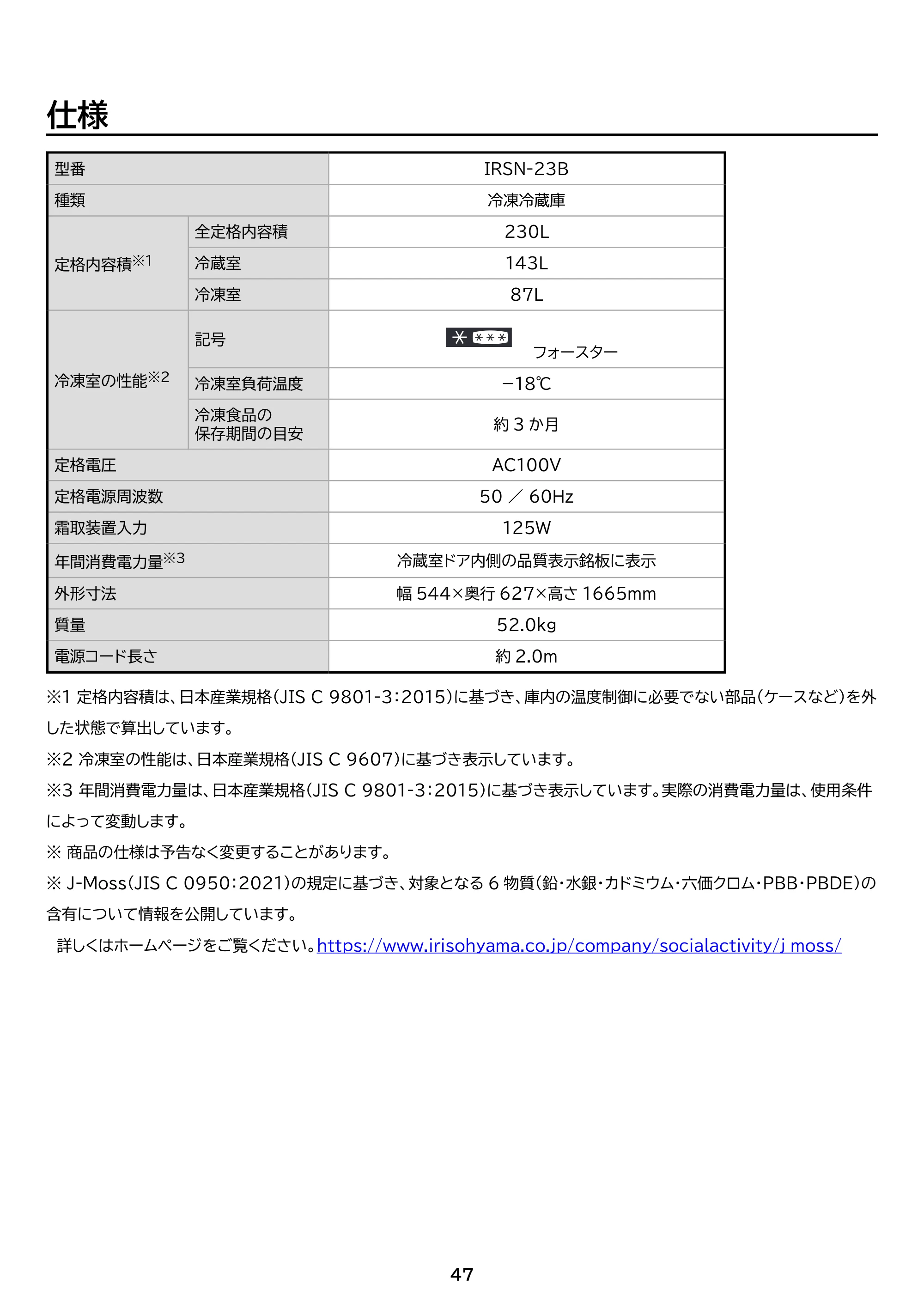 アイリスオーヤマ IRSN-23B 取扱説明書 — 原本ページ — 47ページ