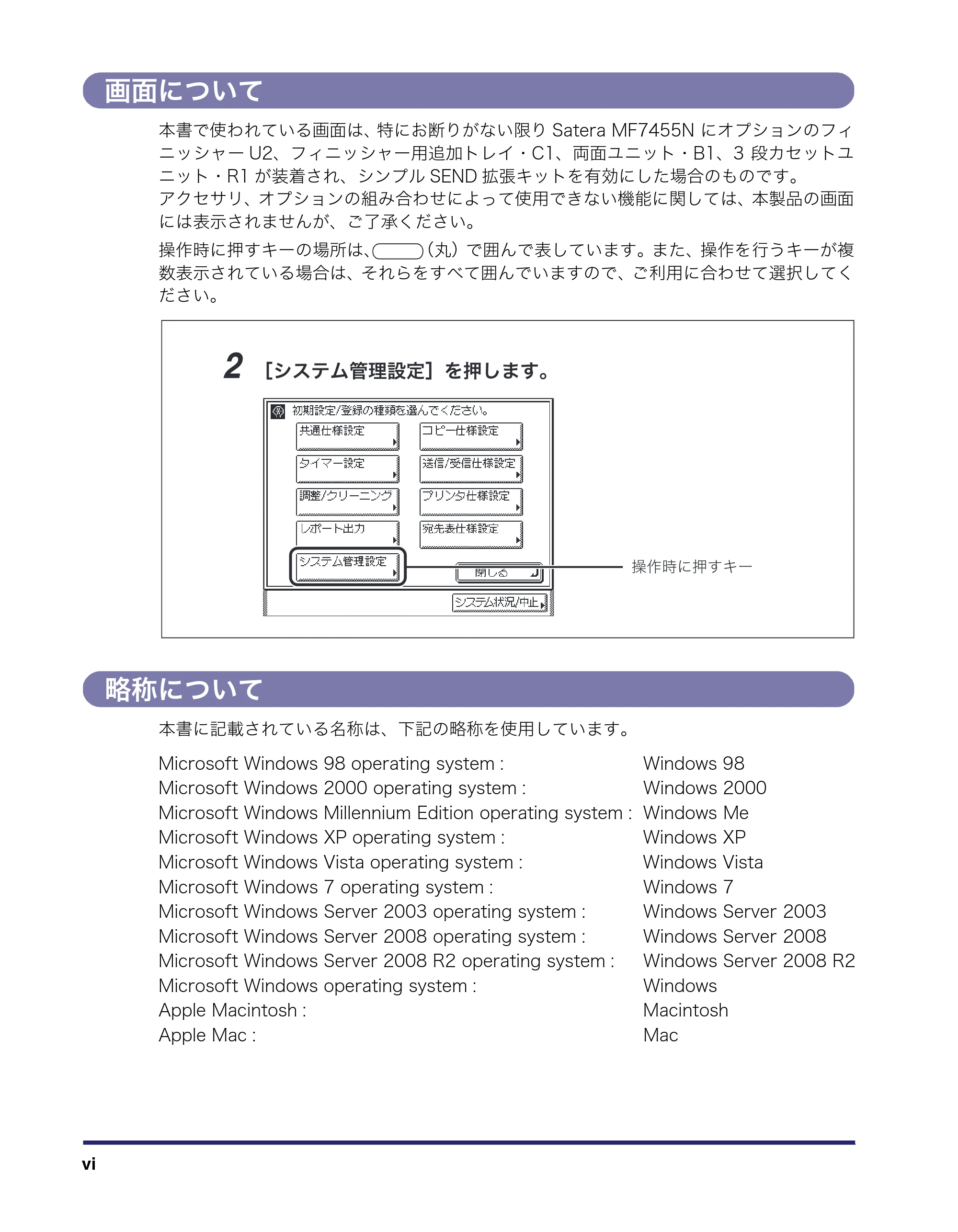 キヤノン MF7455N/MF7430 ネットワークガイド 2010年10月12日更新 (PDF形式/6.3Mバイト) — 画面について — 原本ページ — 8ページ