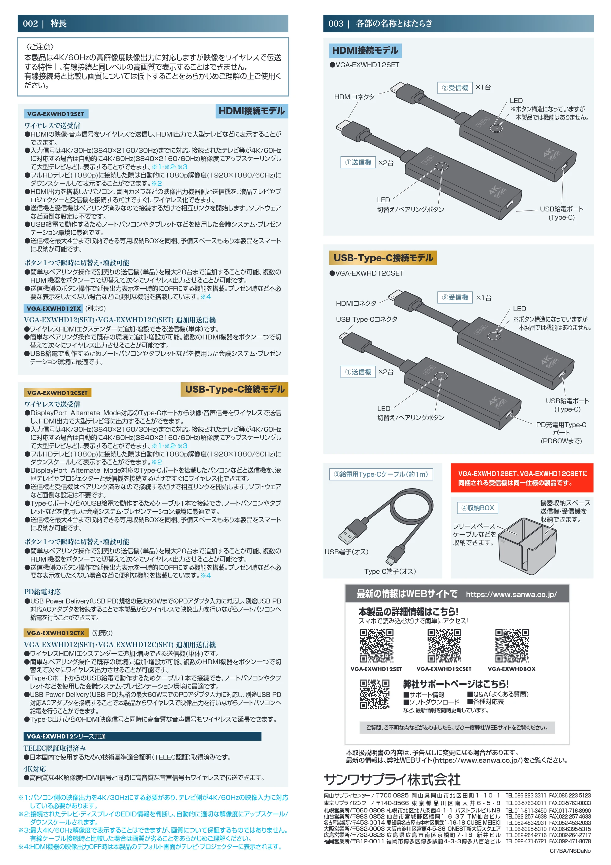 サンワサプライ VGA-EXWHDBOX / VGA-EXWHD12CSET / VGA-EXWHD12SET 取扱説明書 — 原本ページ — 2ページ