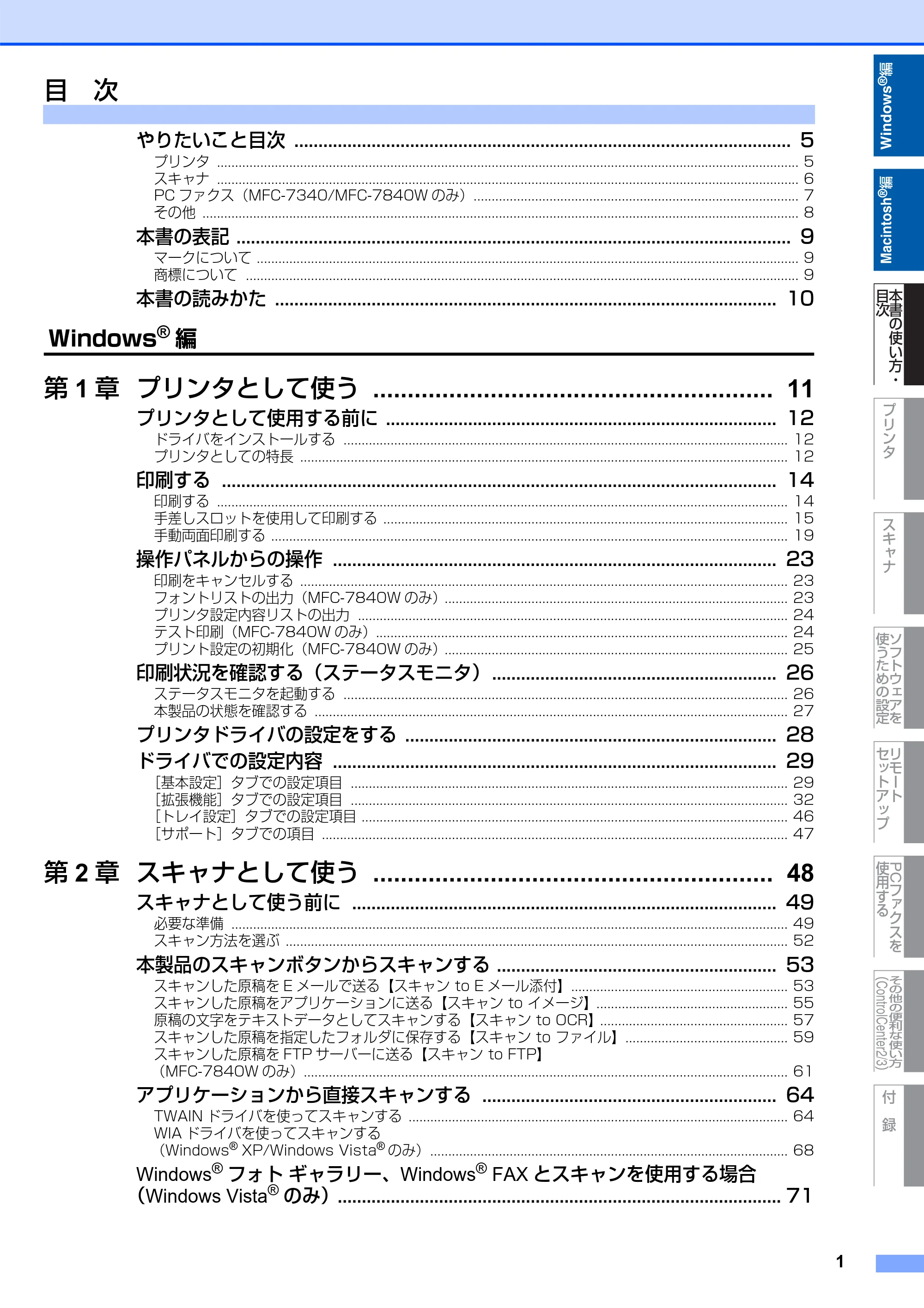 ブラザー DCP-7030 / DCP-7040 / MFC-7340 ユーザーズガイド ～パソコン活用編～ — 目次 — 原本ページ — 2ページ