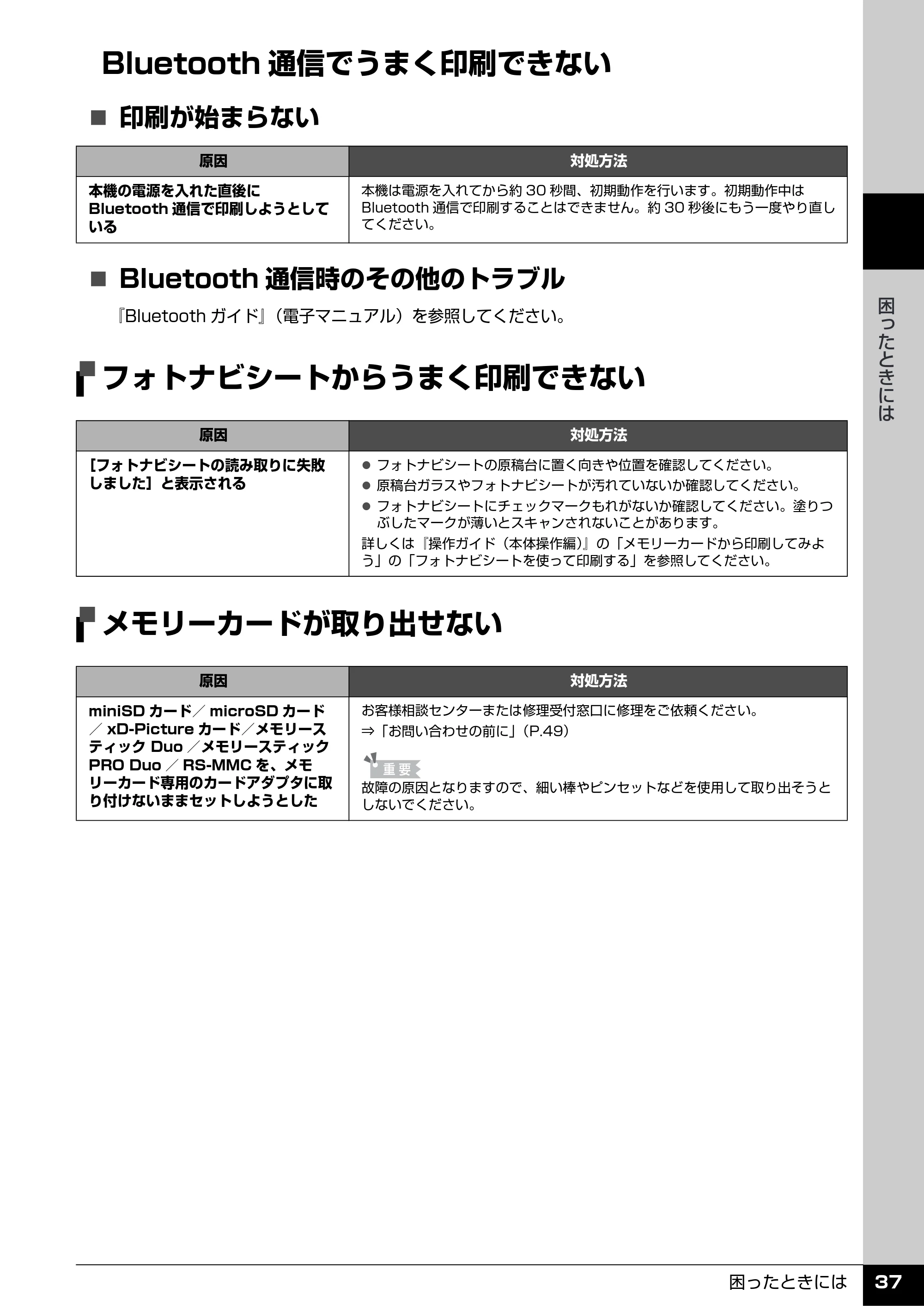キヤノン PIXUS MP470 操作ガイド（お手入れ編） （PDF形式／6.78Mバイト） — Bluetooth通信でうまく印刷できない — 原本ページ — 38ページ