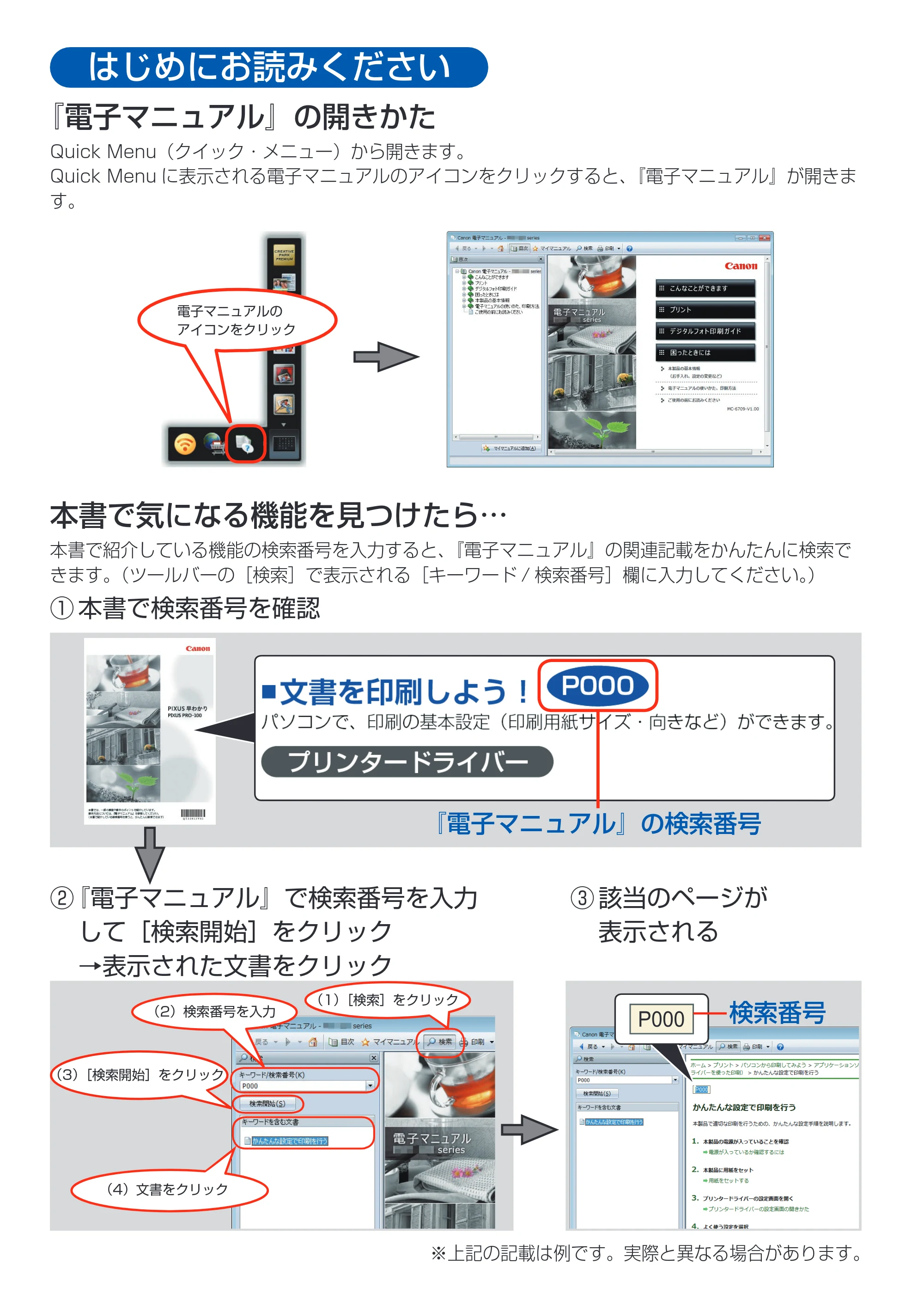 キヤノン PIXUS PRO-100 PIXUS早わかり（PDF：10.1MB） — はじめにお読みください — 原本ページ — 2ページ