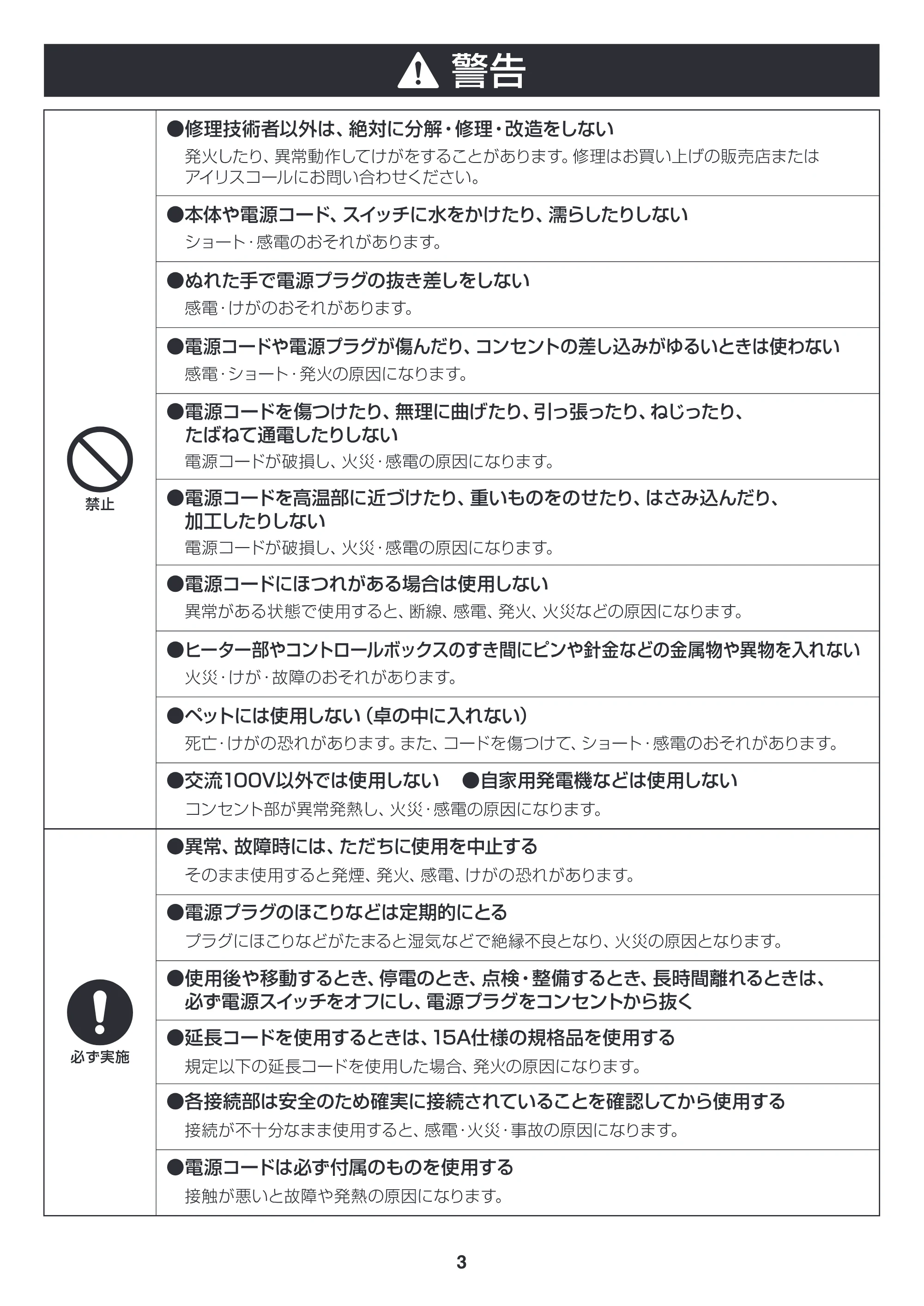 アイリスオーヤマ FHK75-W 取扱説明書 — FHK75_P03_v8ol [更新済み] — 原本ページ — 3ページ