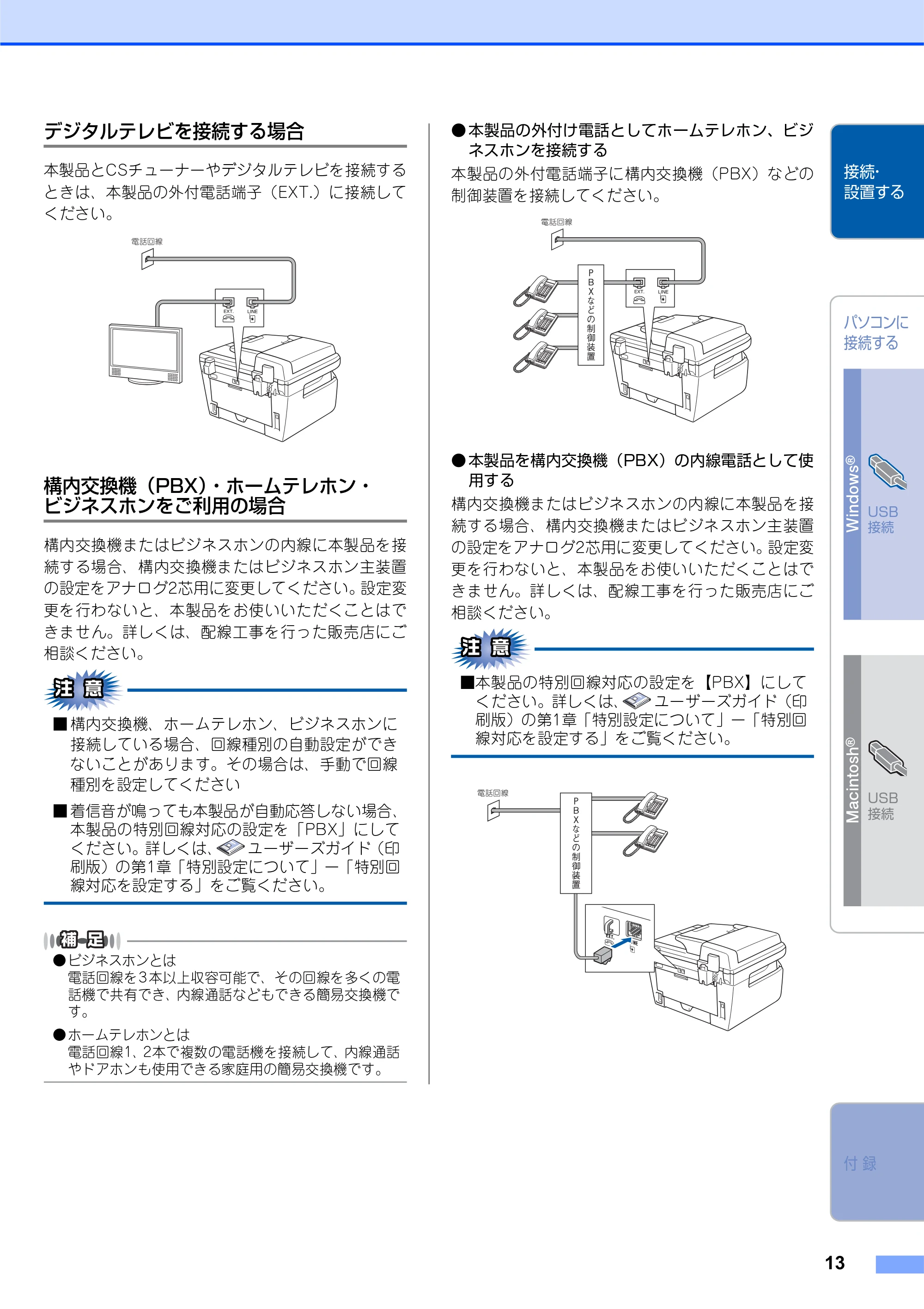 ブラザー MFC-7340 かんたん設置ガイド — デジタルテレビを接続する場合 — 原本ページ — 13ページ