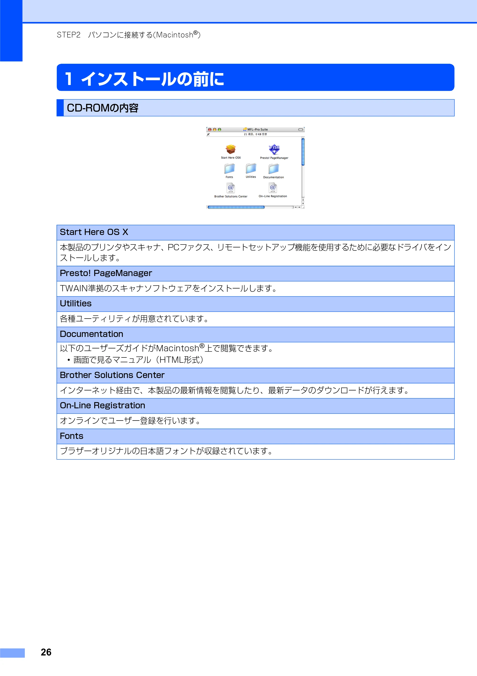 ブラザー MFC-7340 かんたん設置ガイド — 1 インストールの前に — 原本ページ — 26ページ