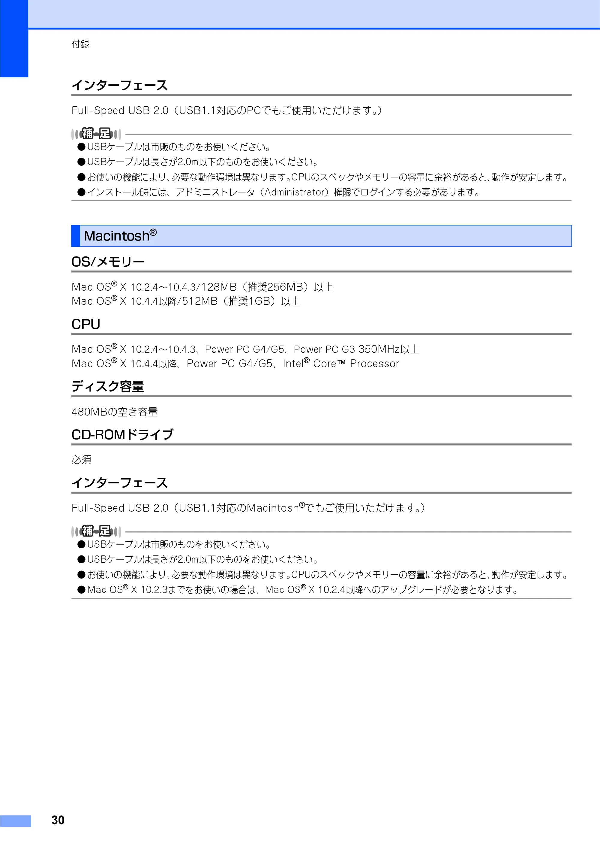 ブラザー MFC-7340 かんたん設置ガイド — インターフェース — 原本ページ — 30ページ