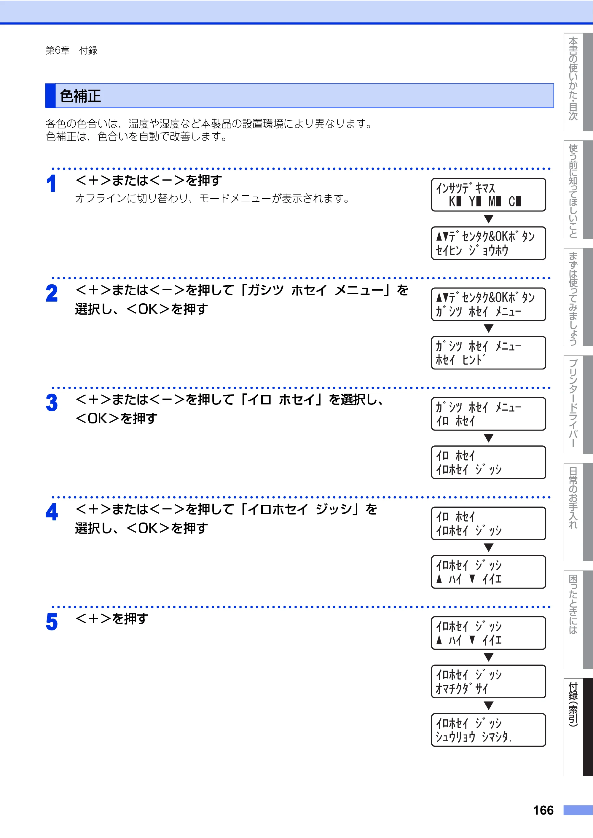 ブラザー HL-4570CDW/ HL-4570CDWT ユーザーズガイド ～基本編～ — 色補正 — 原本ページ — 166ページ