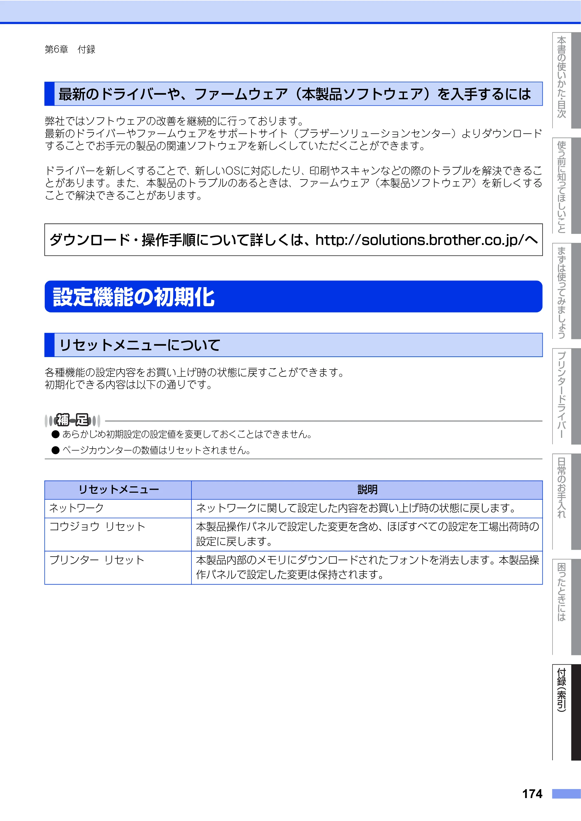 ブラザー HL-4570CDW/ HL-4570CDWT ユーザーズガイド ～基本編～ — 最新のドライバーや、ファームウェア（本製品ソフトウェア）を入手するには — 原本ページ — 174ページ