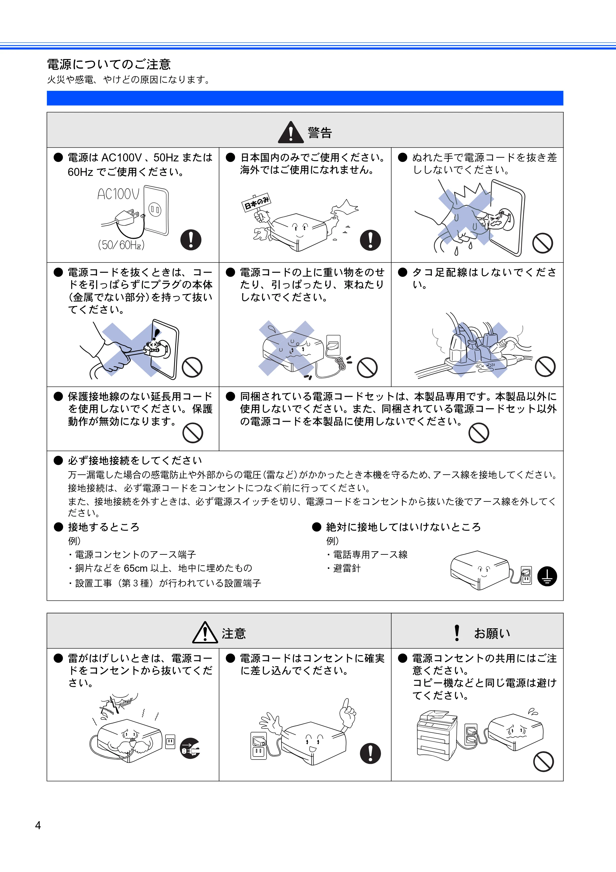 ブラザー HL-2040 かんたん設置ガイド — 電源についてのご注意 — 原本ページ — 6ページ