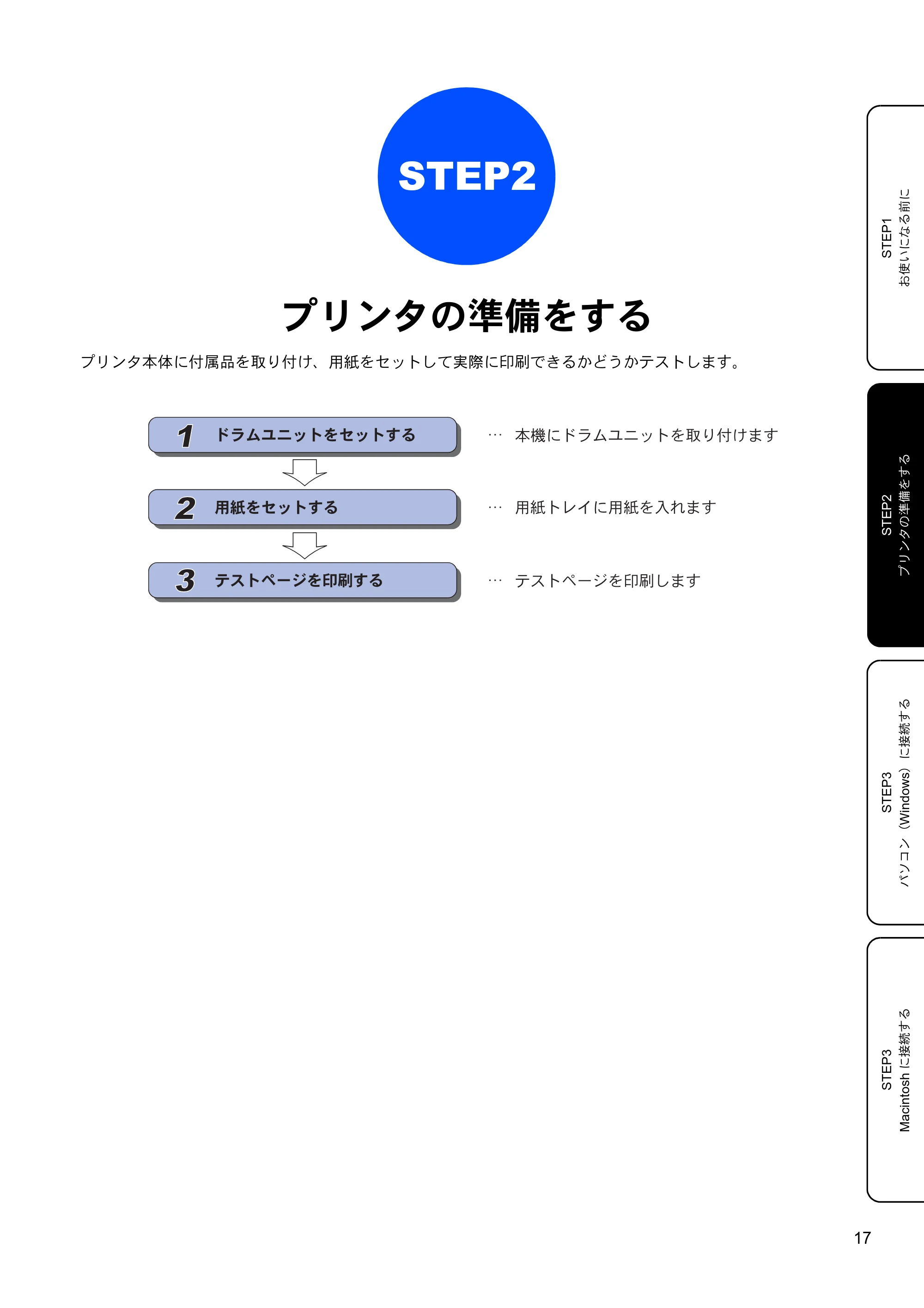 ブラザー HL-2040 かんたん設置ガイド — プリンタの準備をする — 原本ページ — 19ページ