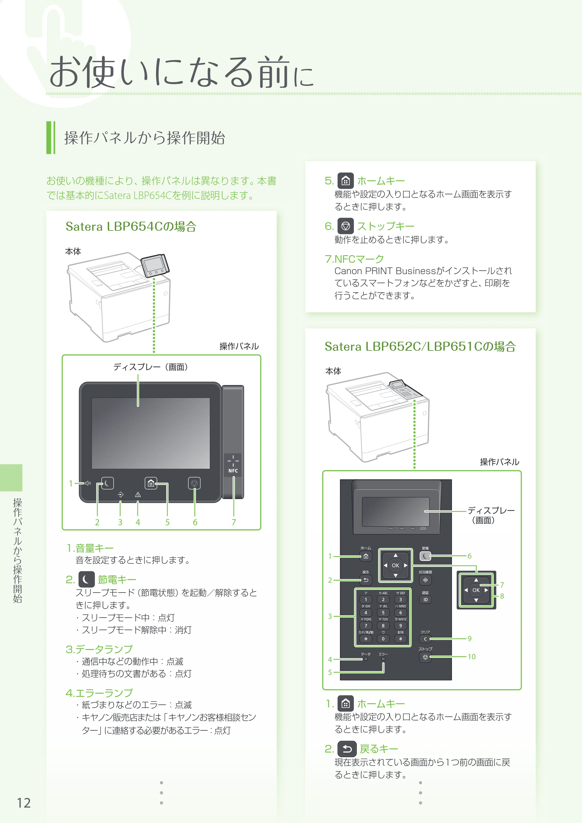 キヤノン LBP654C・LBP652C・LBP651C・LBP612C・LBP611C LBP654C/LBP652C/LBP651C はじめにお読みください 2017年11月1日掲載(PDF:18.0MB) — 原本ページ — 12ページ