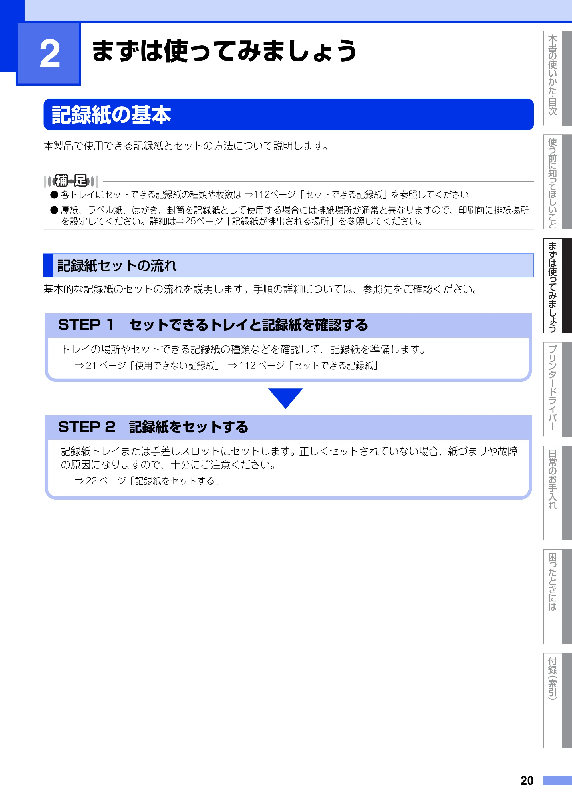 ブラザー HL-2130 / HL-2240D / HL-2270DW ユーザーズガイド ～基本編～ — 第2章 まずは使ってみましょう — 原本ページ — 20ページ